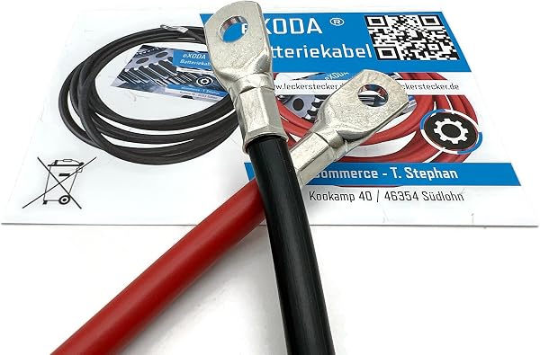 Exoda câble de batterie 50mm² 50cm cosse M8 rouge noir jusqua 8064 Watt 672A 12V flexible en cuivre 99.9 résistant à la chaleur idéal pour voitures motos bateaux et plus - 4