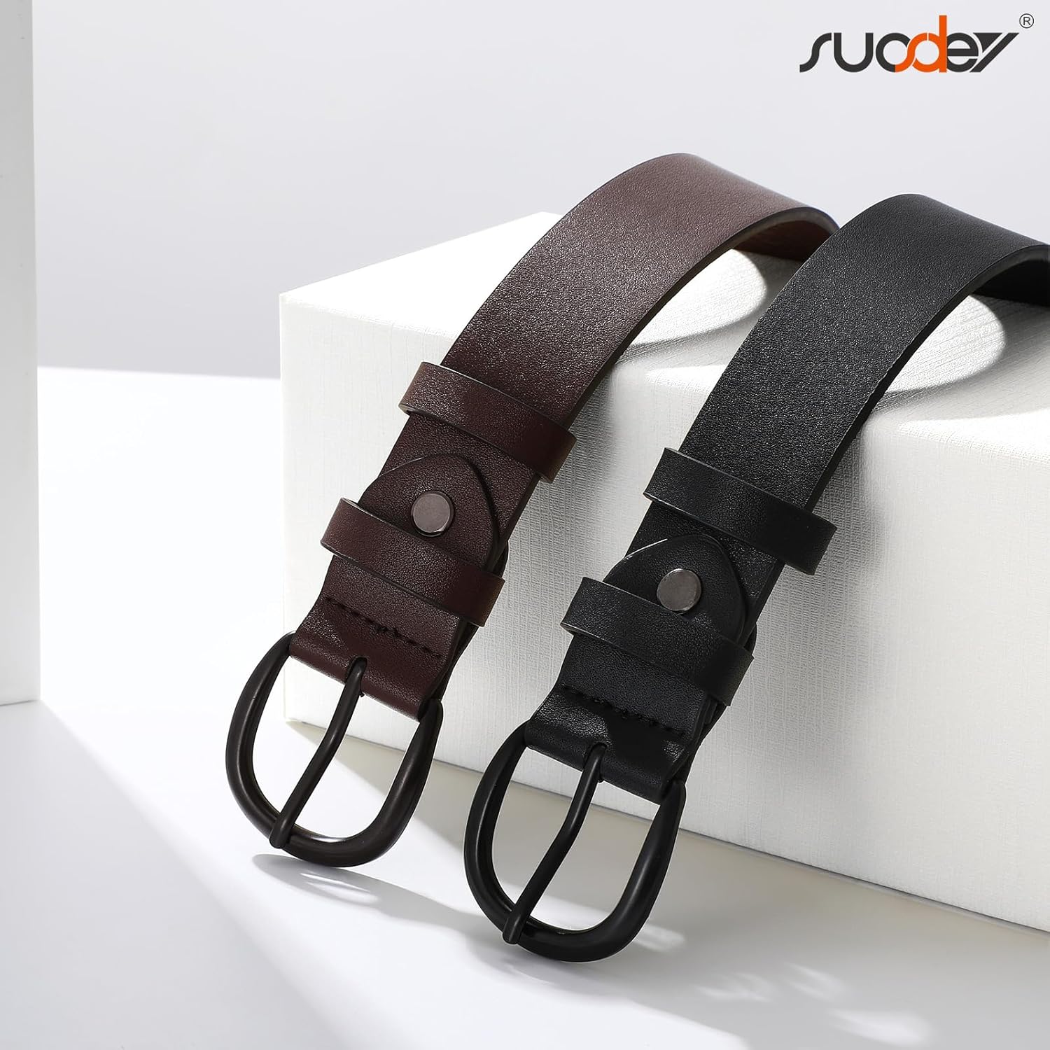 SUOSDEY Womens Casual Leather Belt for Jeans Dress Pants,Fashion Ladies Waist Belt - Image 2