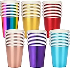 60pcs Disposable Party Paper Cups,Holographic Multicolor Cup Disposable Party Drinking Coloured Paper Cups for DIY Holiday,Picnic,Weddings,Birthday Party Cup Table Decorations