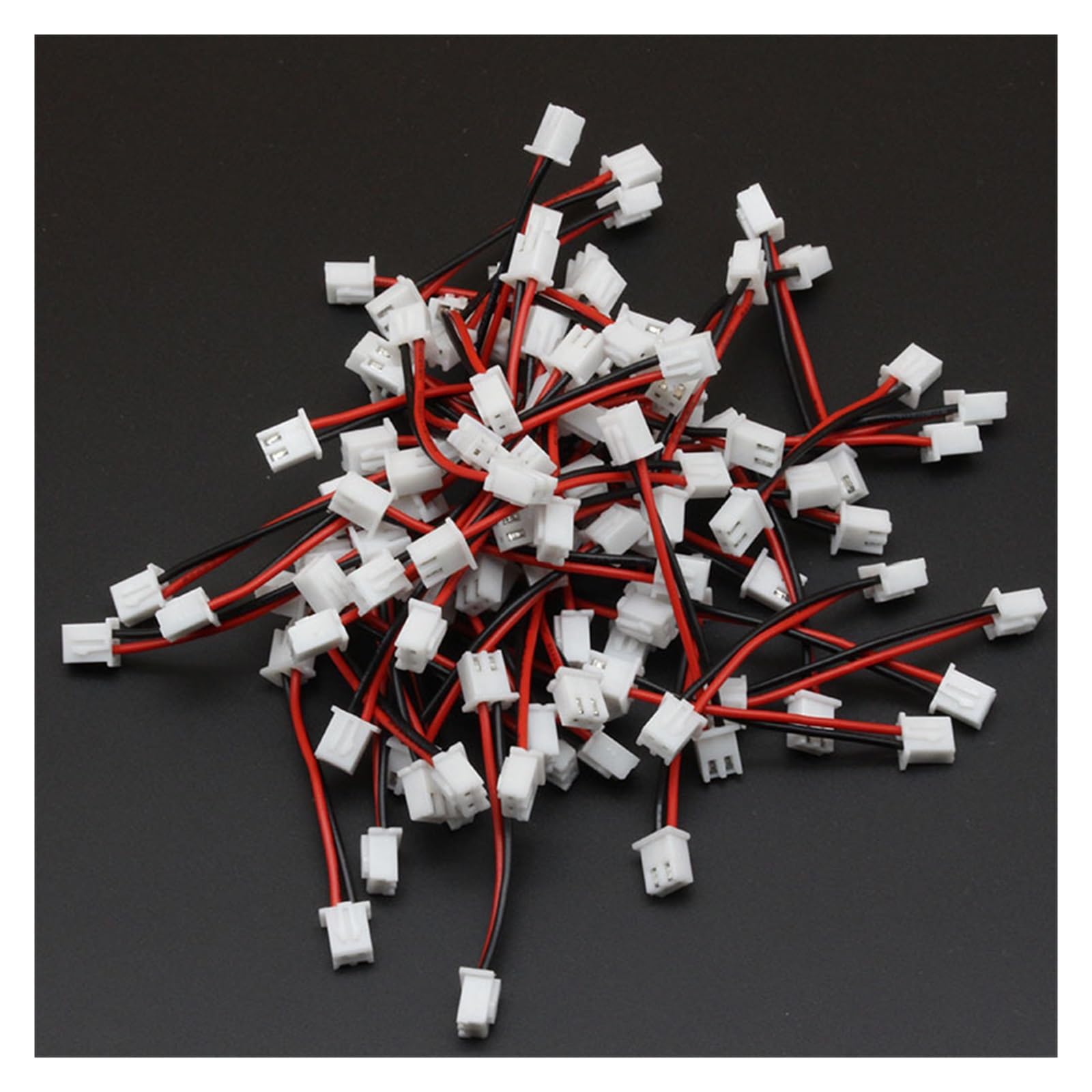 500PCS XH 2.54 2 Pin Connector Housing Wire Cables Double Housing Same Side 24AWG 50MM Dark Red