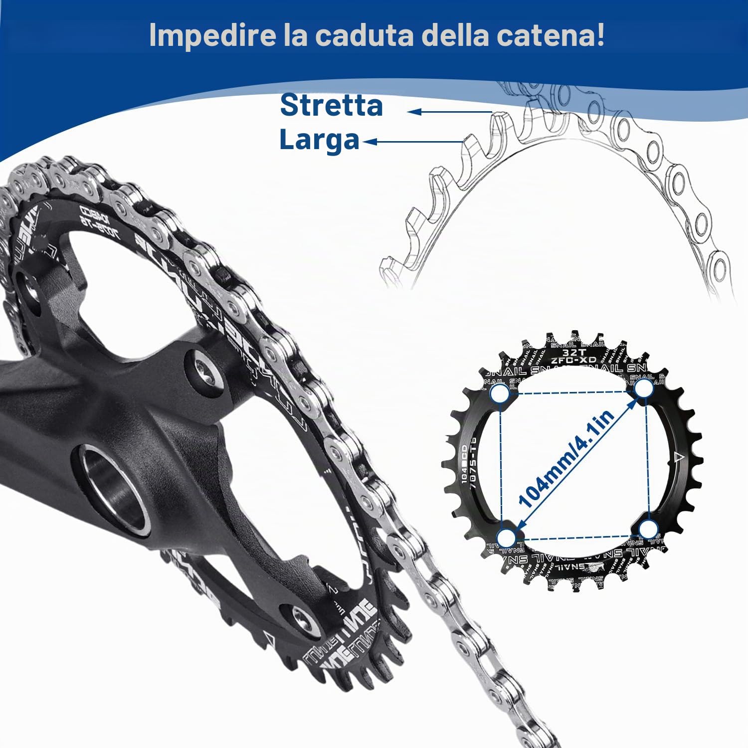 Pedali quadrati per mountain bike | Braccio manovella da 170 mm con corona dentata stretta | Compatibile con biciclette a 8/9/10/11 marce | Catena e pedali pronti