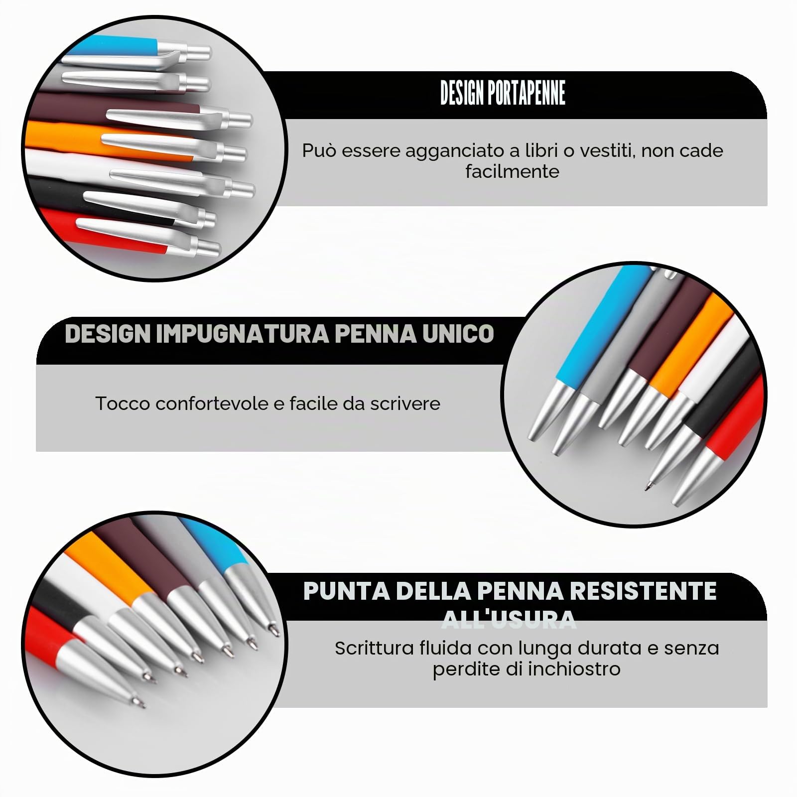 GBKDQQ 100 penne a sfera ergonomiche, antiscivolo Kulli, per ufficio e casa, colore casuale