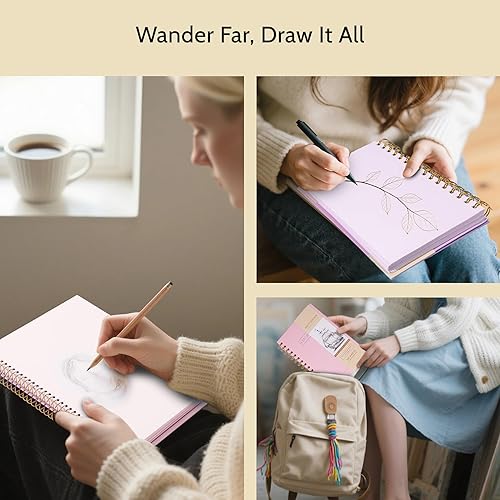 Miniatura 4 de Yoment Cuaderno de bocetos pequeño de 5.5 x 8.5 pulgadas para dibujar, 100 hojas de tapa dura en espiral para niños (68 libras3.53 ozm), cuaderno de