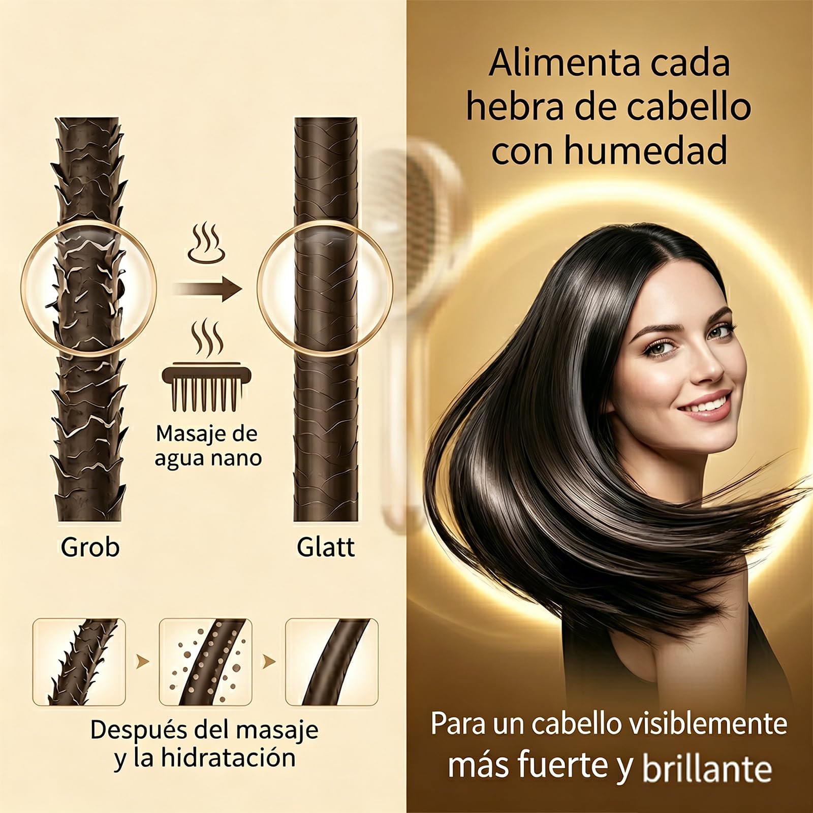 Electric Spray Air Cushion Massage Comb, Rechargeable Mist Hair Brush With Easy-Clean Design, Detang, Herramienta InaláMbrica PortáTil Para Alisar El Estilo Y (Negro)
