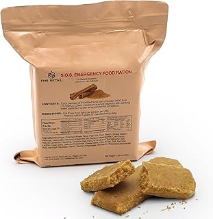 S.O.S. Rations Emergency 3600 Calorie Food Bar - 3 Day / 72 Hour Package with 5 Year Shelf Life Net wt. 1.60lbs (756g) (Cinnamon Full Case)