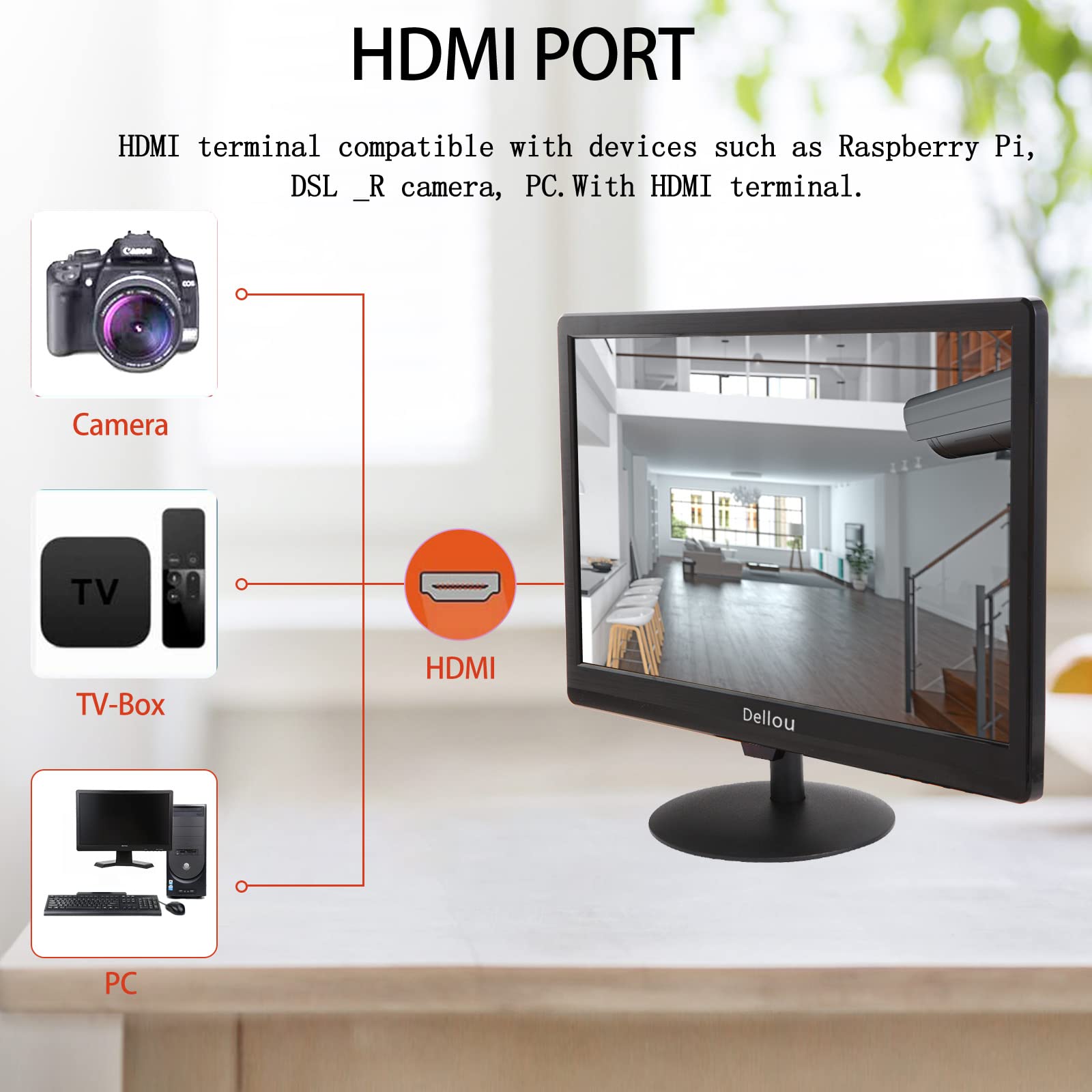 15,6 pollici Monitor CCTV di sicurezza piccolo LCD Telecamera di videosorveglianza Monitor per PC Interfaccia multifunzione HDMI AV BNC USB VGA Ingresso Risoluzione 1366x768 Altoparlante incorporato