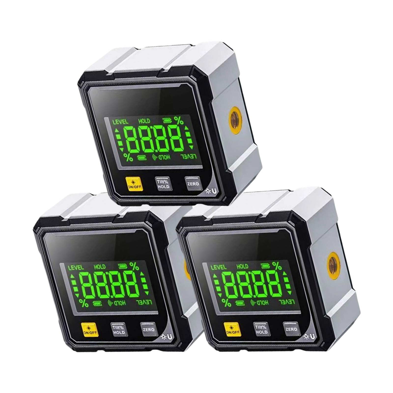 Inclinometro digitale ad alta precisione con display a LED e lati per una misurazione accurata degli angoli di ricarica USB Misuratore di angoli laser con magneti a quattro lati