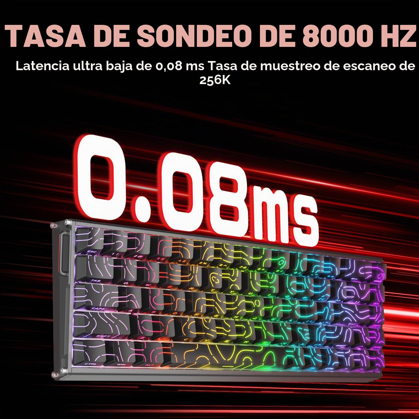 ATTACK SHARK X68MAX HE Teclado de Aluminio CNC Completo, 8KHz Rapid Trigger, Accionamiento Ajustable 0.005mm, Gaming RGB Cableado con Interruptor Magnético, Snap Tap,Cable C01Ultral (Contornos Negro)