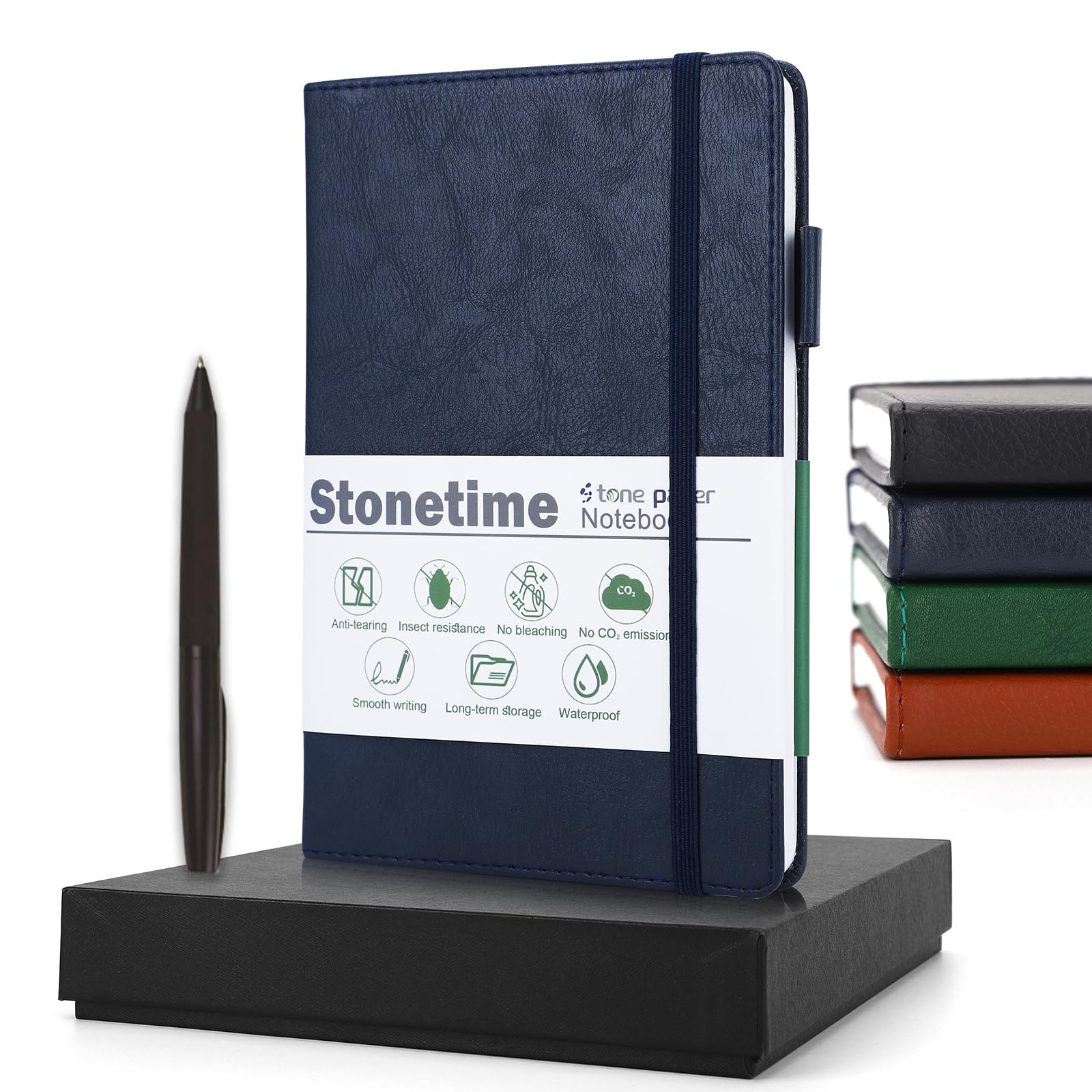 Stone Paper Notizbuch für Frauen und Männer, A5 wasserdichtes Notizbuch Hardcover Executive Journal, linierte Notizbücher zum Schreiben, für Geschäft, Arbeit und Schule, 160-seitiges Notizbuch mit Box