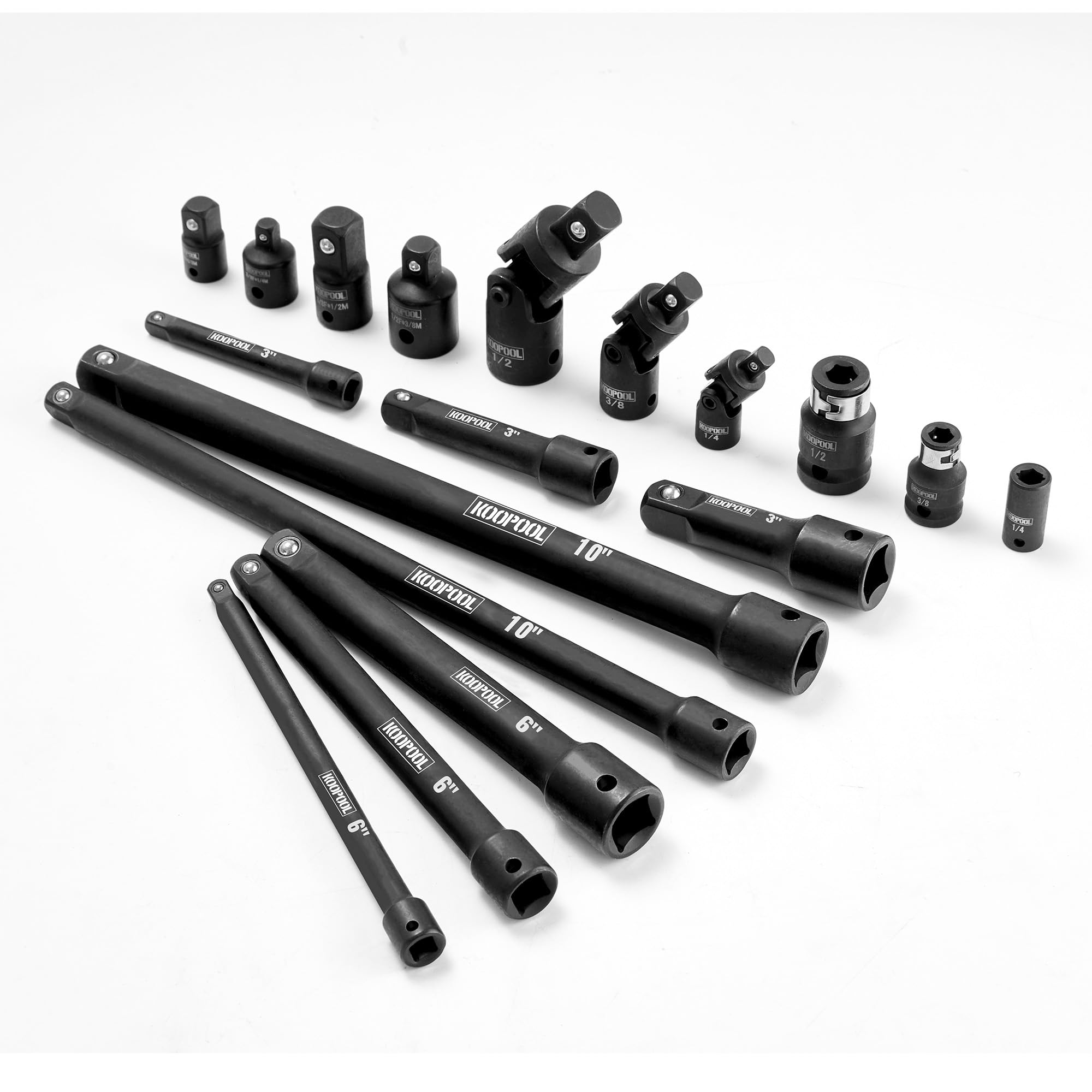 KOOPOOL 78 Pieces Drive Tool Accessory Set, Extension Bar Set Includes Socket Adapters, Socket Extension Bar, Swivel Universal Joints, Coupler and Bits 1/4