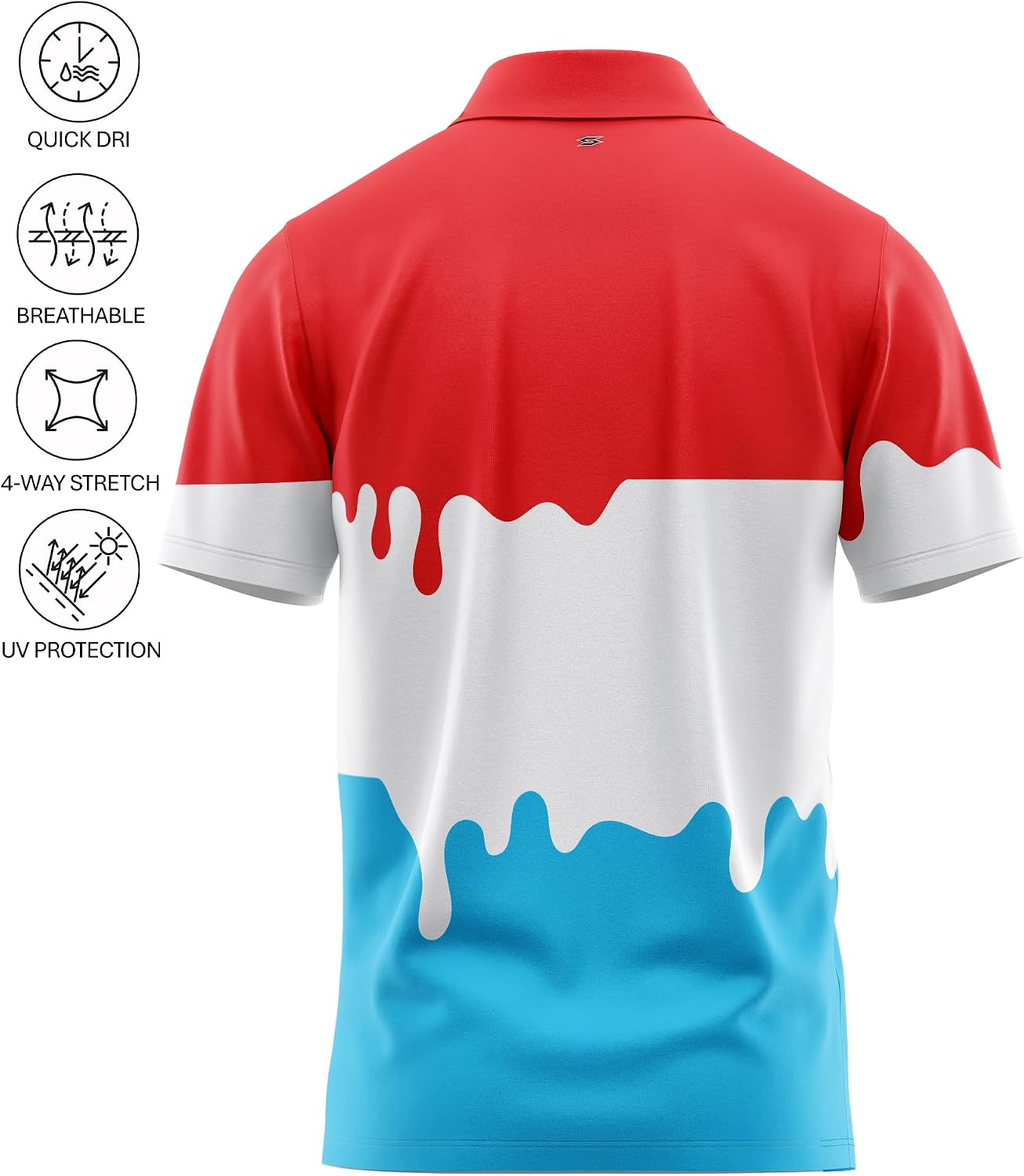 Men's Funny Ice Cream Golf Polo Shirt – Light Moisture Wicking Performance Casual Short Sleeve Relaxed Fit Quick Dry