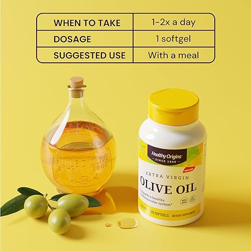 Miniatura 5 de Healthy Origins Aceite de oliva, 1250 mg - Suplemento para la salud del corazón con aceite de oliva virgen extra orgánico prensado en frío -