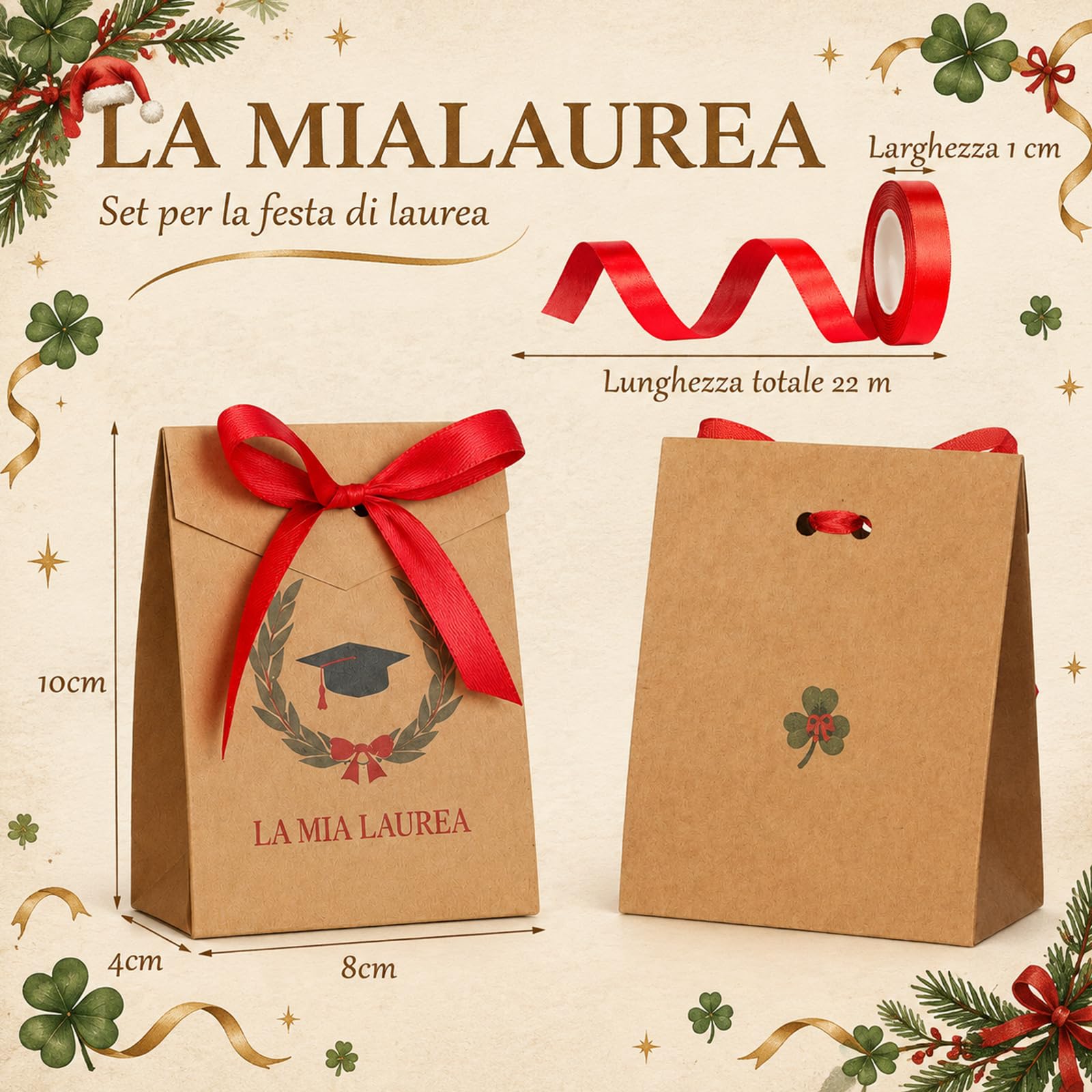 BBTO 50 Pezzi Bomboniere Laurea Scatoline Regalo Portachiavi Nastro