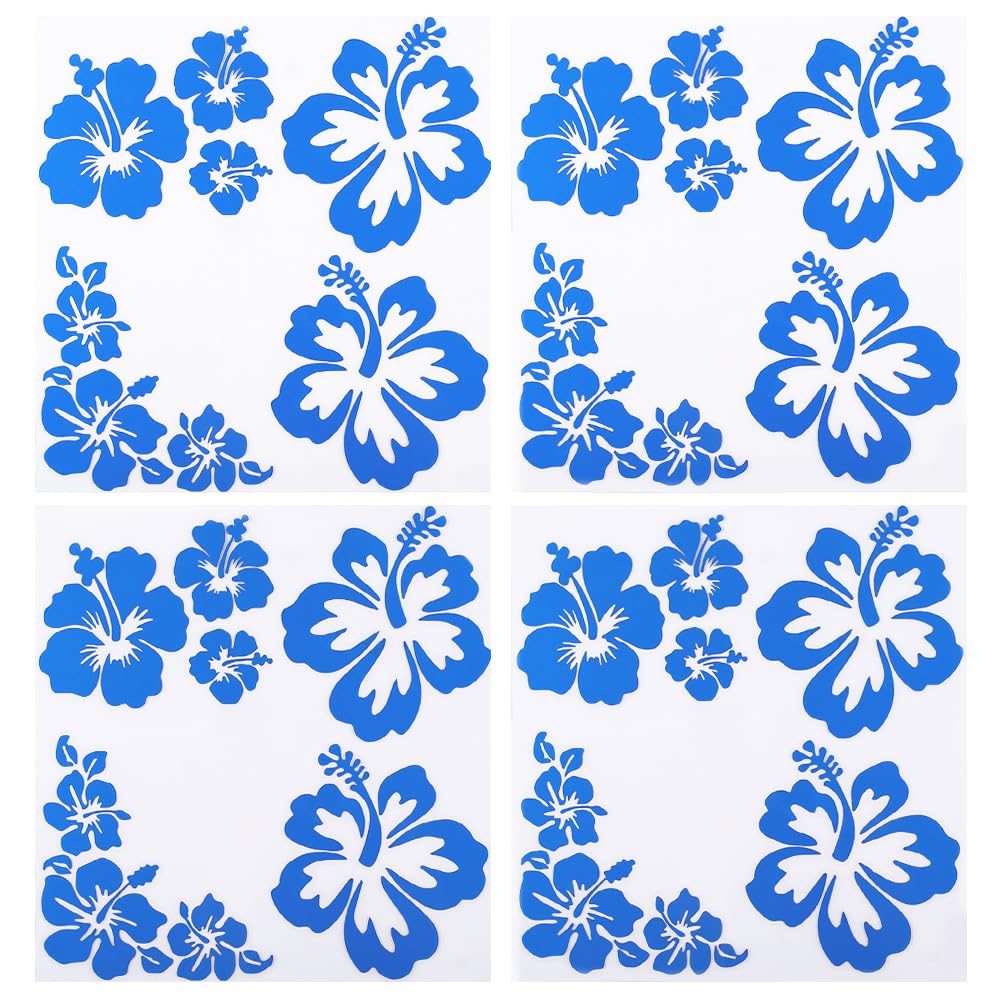 GORGECRAFT 4 hoja de Pegatinas para Coche con Flores de Hibisco Tamaño Grande 6 unidades de Flores Hawaianas Protección Solar Autoadhesivas Accesorios para Coche Decoración Exterior Automotriz(Blanco) — view 30