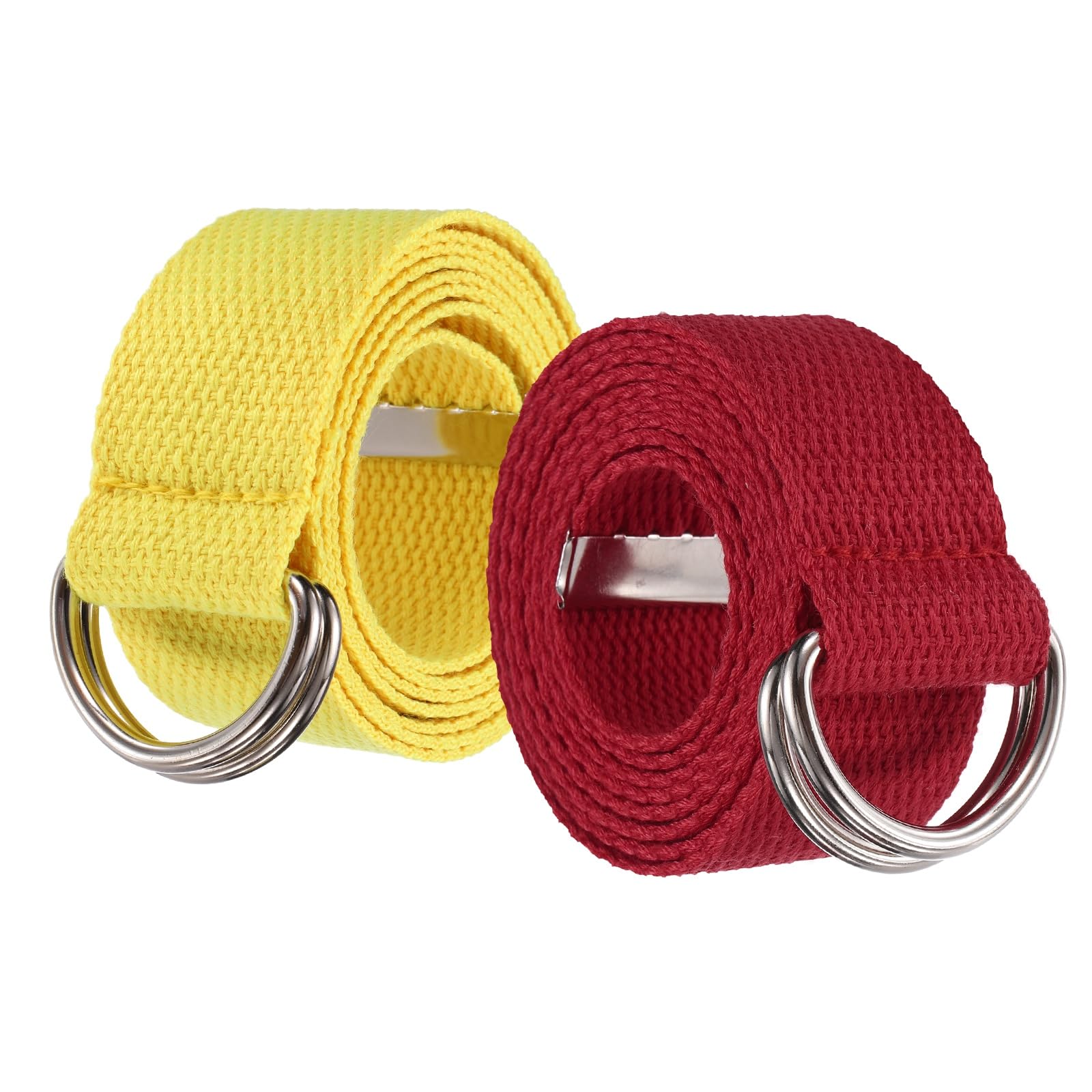 YELARXI Web Football Belt, Men Canvas Belt Web Flag Football D Ring, Adjustable Soccer Replacement Strap 51 Inch & 2 Pcs & Burgundy/Yellow -Fitting for (Men/Women/Outdoor/Sports/Practise)