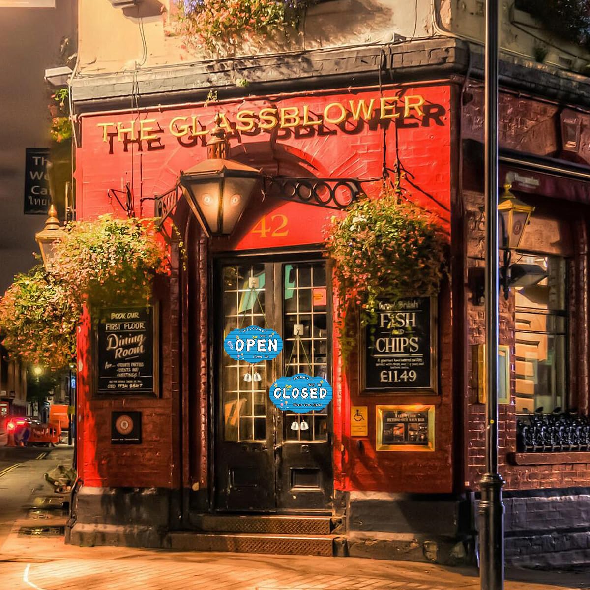 Cartelli di benvenuto - Cartello aperto e chiuso bifacciale Orari di apertura da appendere con corda Orari di apertura per pareti aziendali Vetrine Negozi Bar Hotel