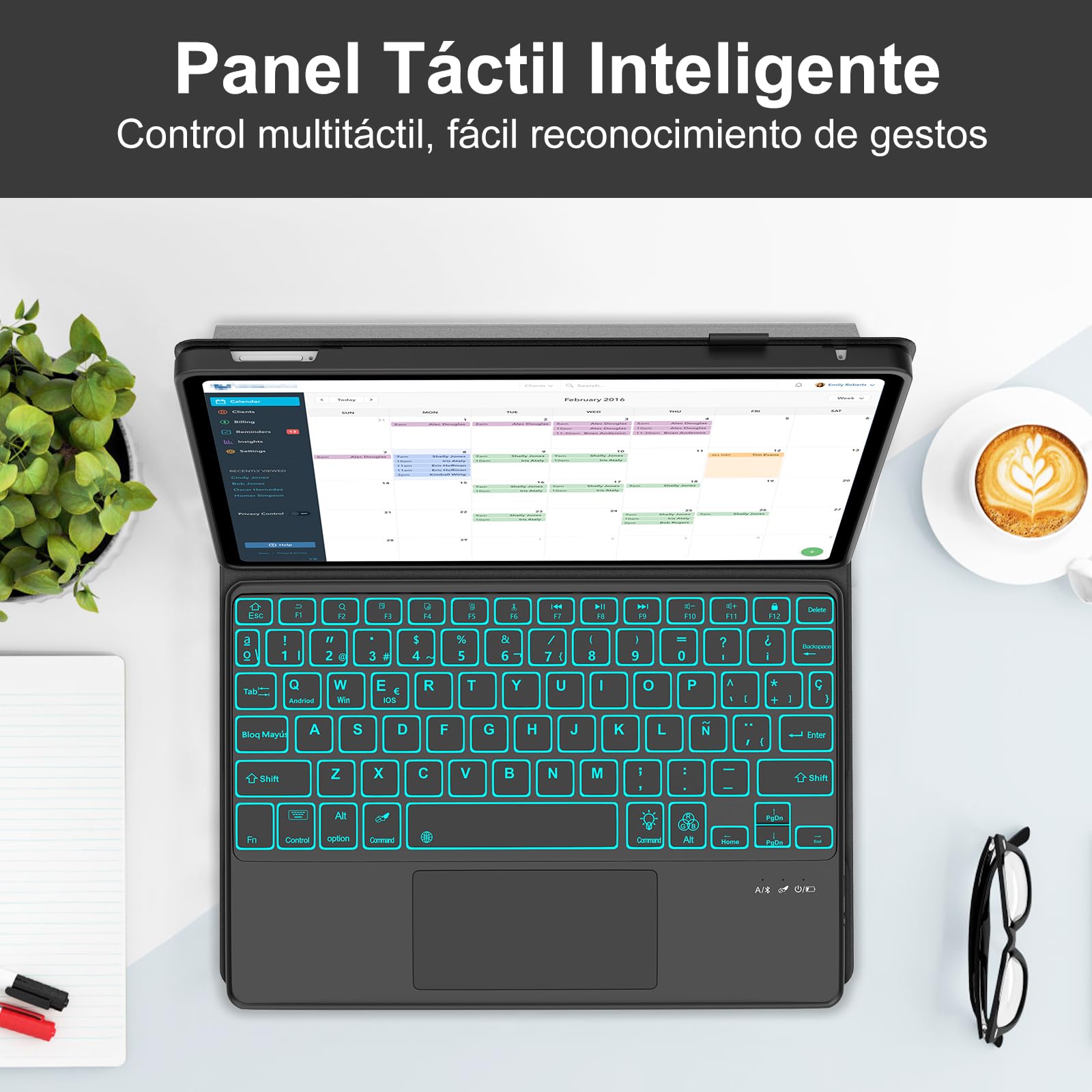 FOGARI Teclado con Touchpad para Honor Pad X8a/X8b 11" | Funda con Español Ñ Teclado para Honor Pad X8a/X8b Bluetooth Teclado Retroiluminado con Trackpad, Negro