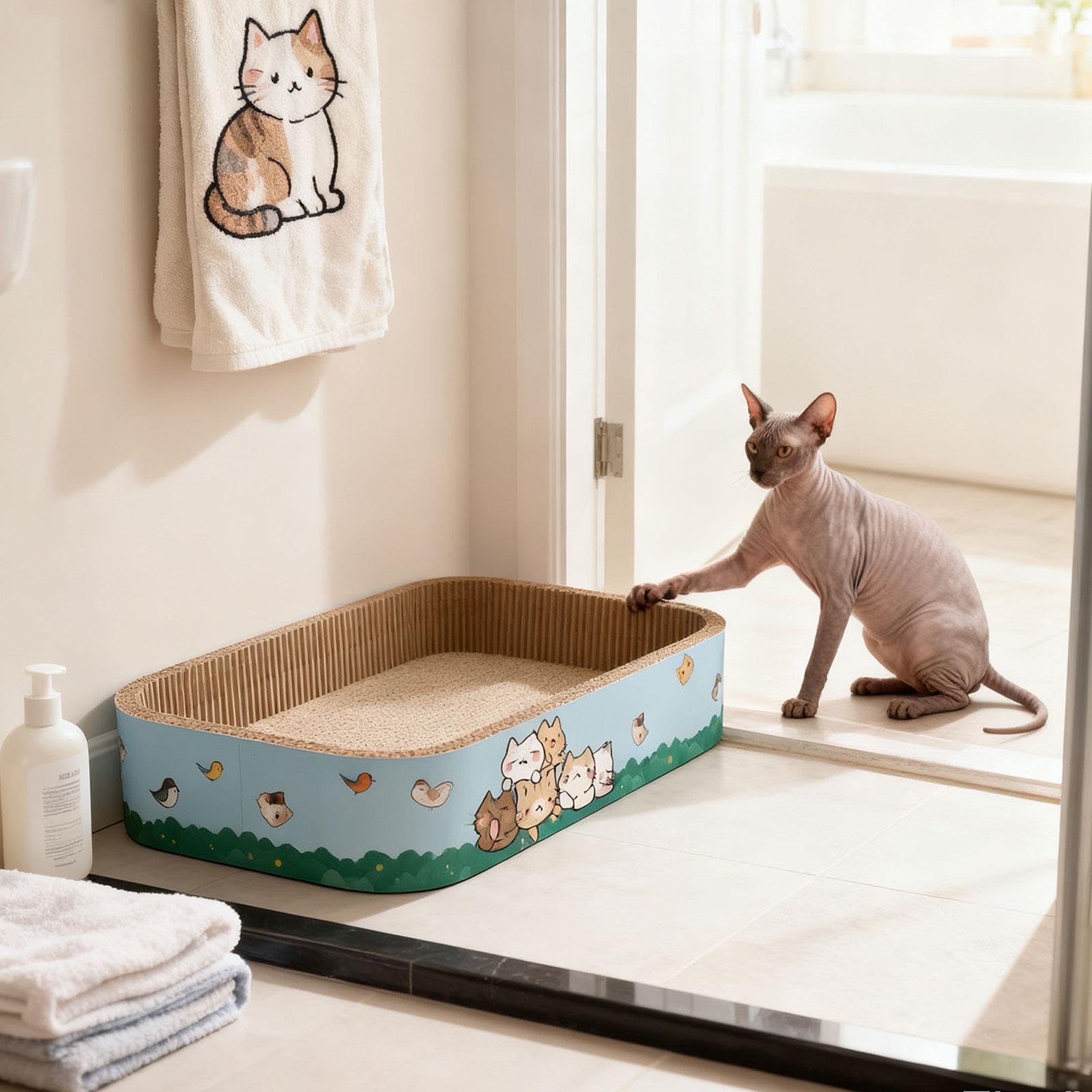 Griffoir en Carton pour Chat, Servant également de Support et de Protection pour Le Lit. Carton Ondulé pour Chatons, L