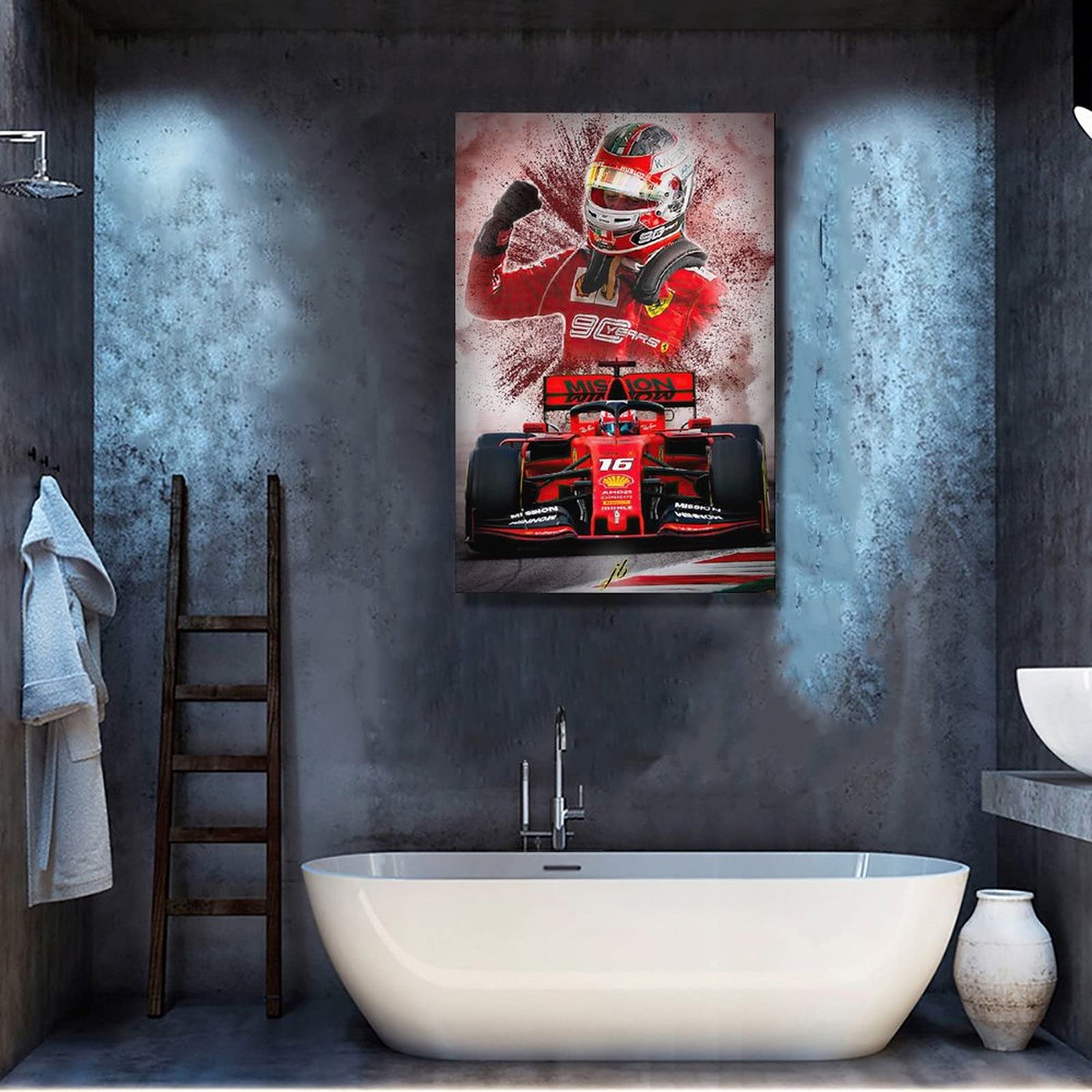 Stampa Su Tela Ferrari Leclerc F1 40x30 Cm - Quadro Moderno Per Decorazione Parete, Prodotto In Germania - 5