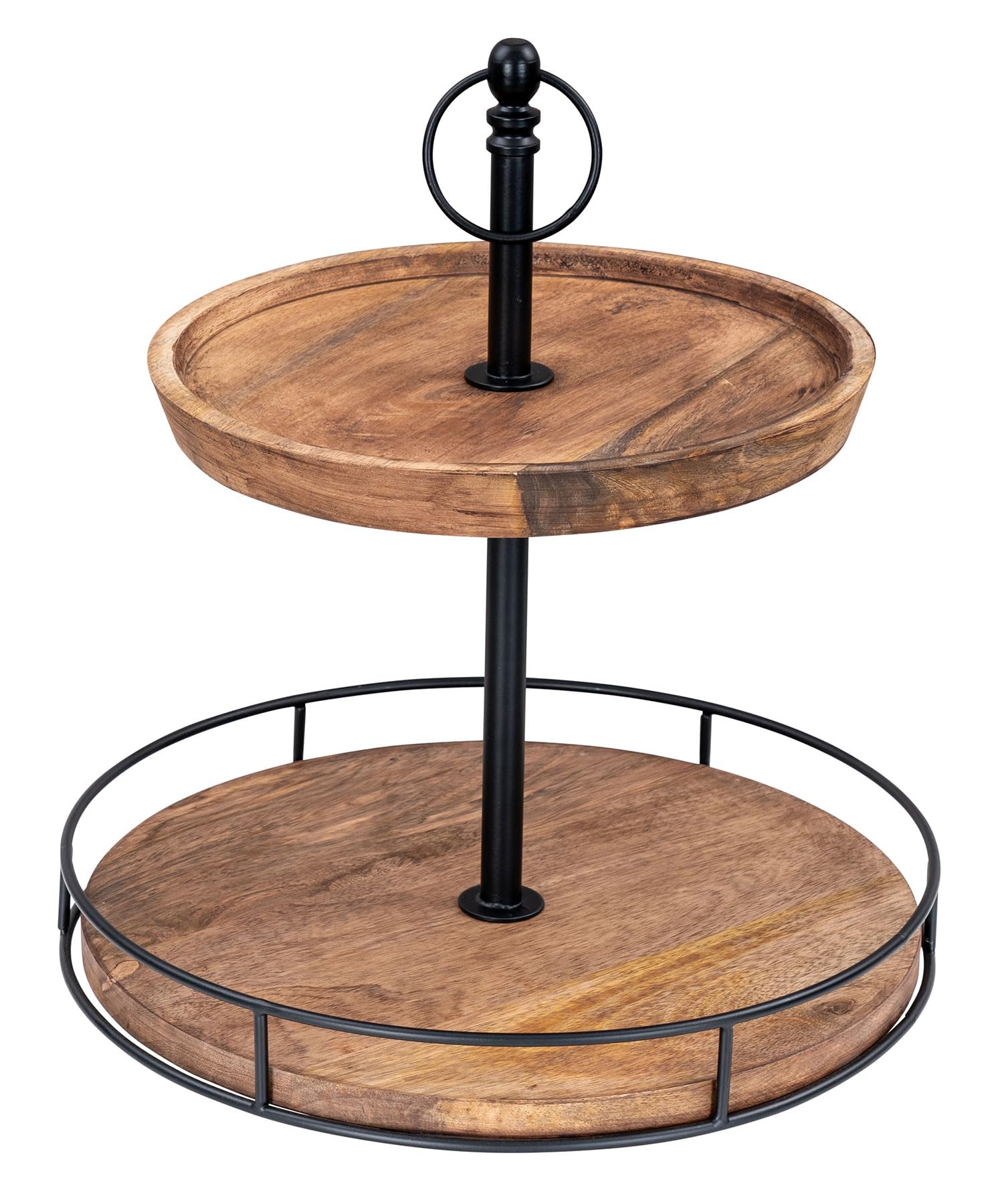 levandeo Etagere Holz 2 Etagen H38cm Akazienholz Schwarz Natur Servierplatte Kuchenständer Deko Tischdeko Wohndekoration Küche, Haushalt & Wohnen