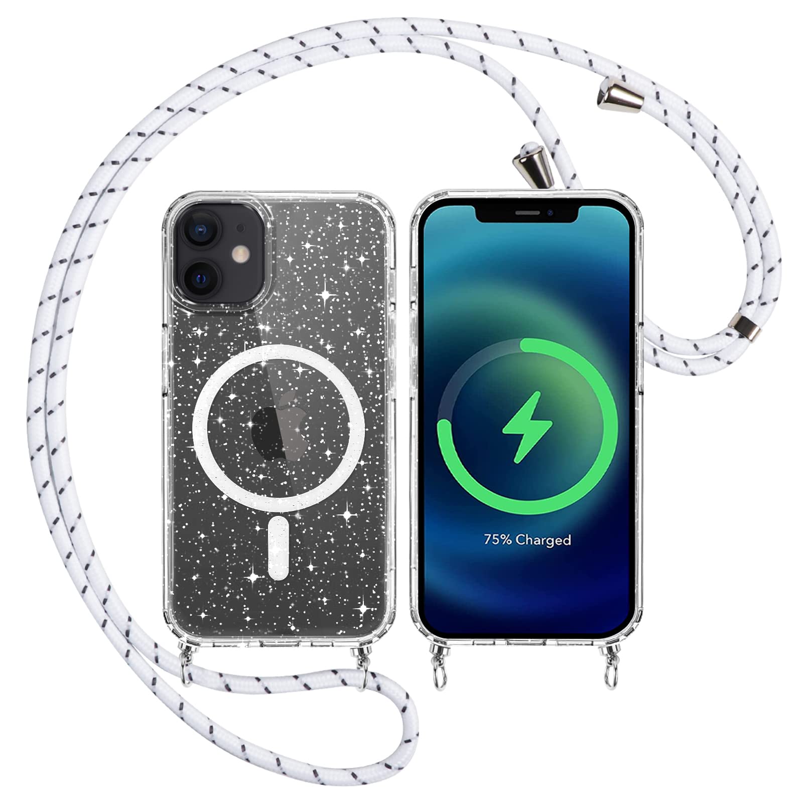 Custodia Brillante Magnetica Per Redmi 9 – Glitter Rimovibile, MagSafe, Ricarica Wireless, Bumper Anticaduta