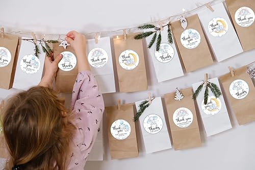 Miniatura 5 de 80 calcomanías de agradecimiento de elefante, baby shower, fiesta de cumpleaños, decoración de fiesta temática de elefante en acuarela, bolsa de