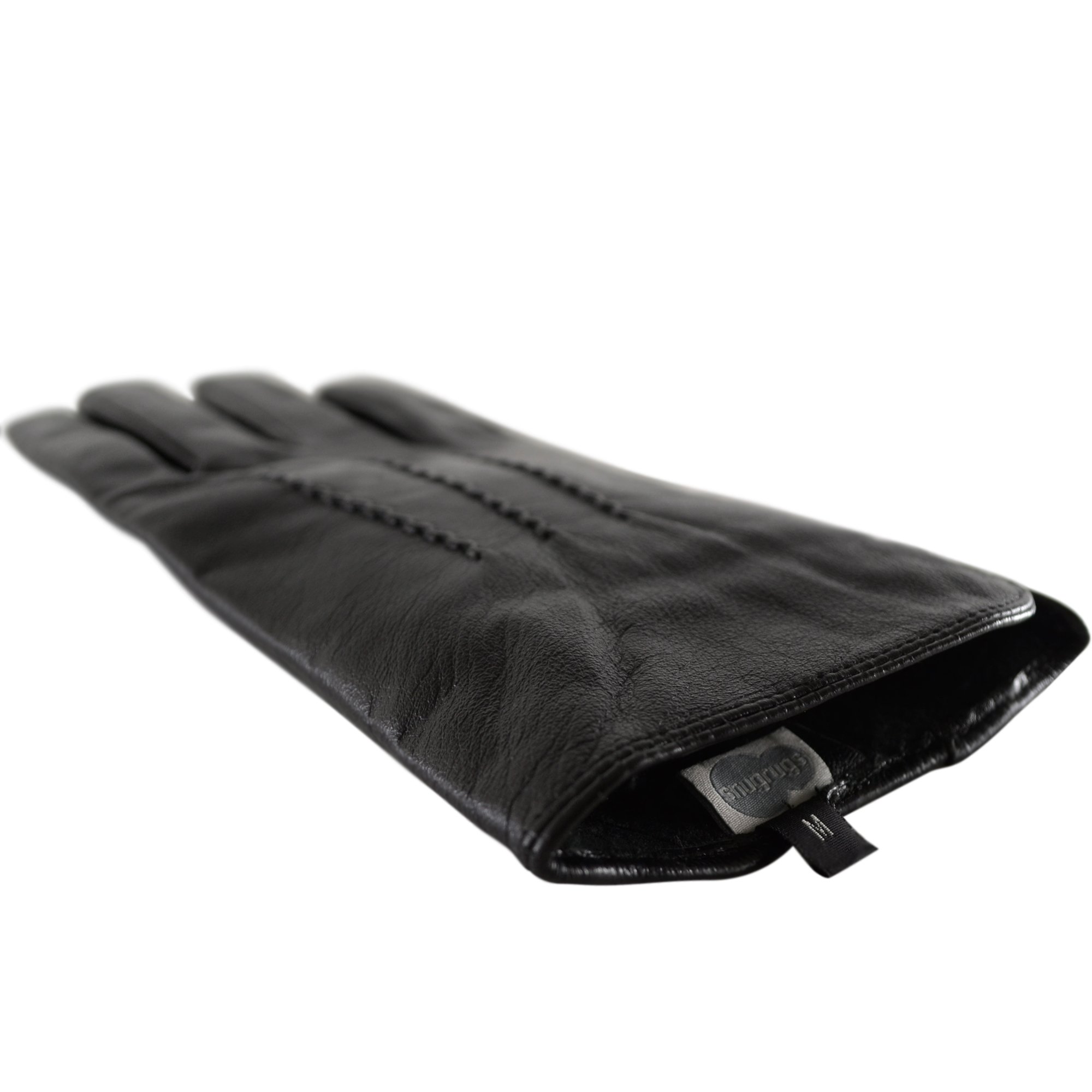 Mens Premium Soft Leather Glove with 3 Point Stitch and Warm Fleece Lining - Black - X-Large (10