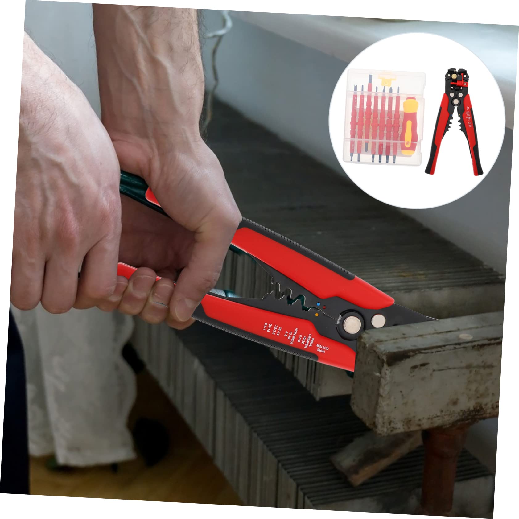 Kit de Herramientas para electricistas Profesionales: 1 Juego de Destornilladores aislados, Pelacables, microdestornillador y Herramienta de crimpado.