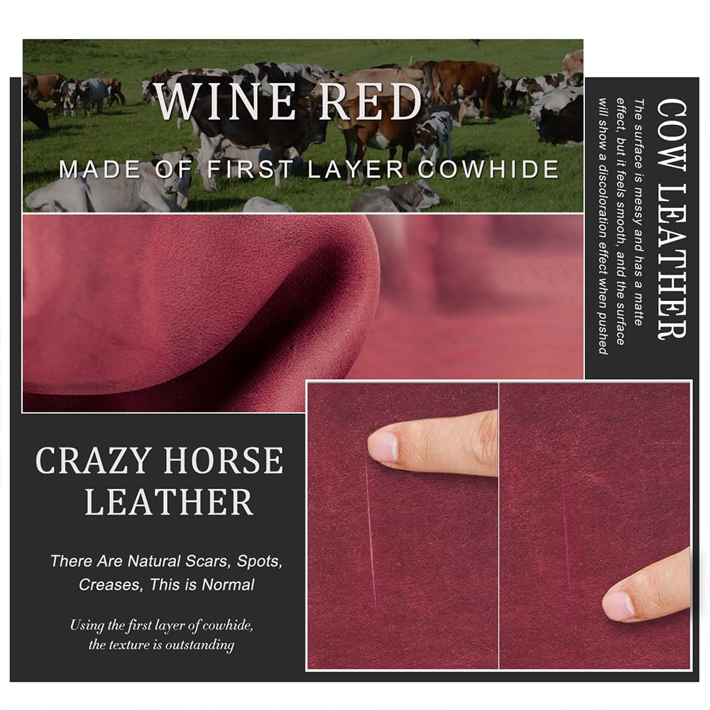 Contacts Funda delgada de piel auténtica para pasaporte Airtag, bloqueo RFID, cartera para pasaporte de viaje, Rojo vino, Vacía