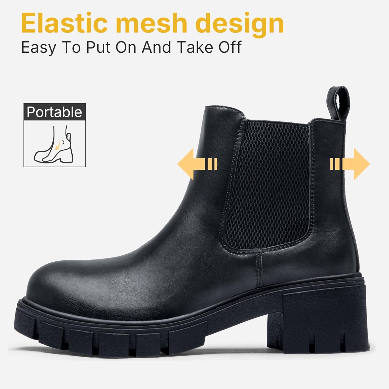 Vepose Women's 936 Chelsea Ankle Boots Platform Lug Sole Elastic Slip on Booties - Image 8