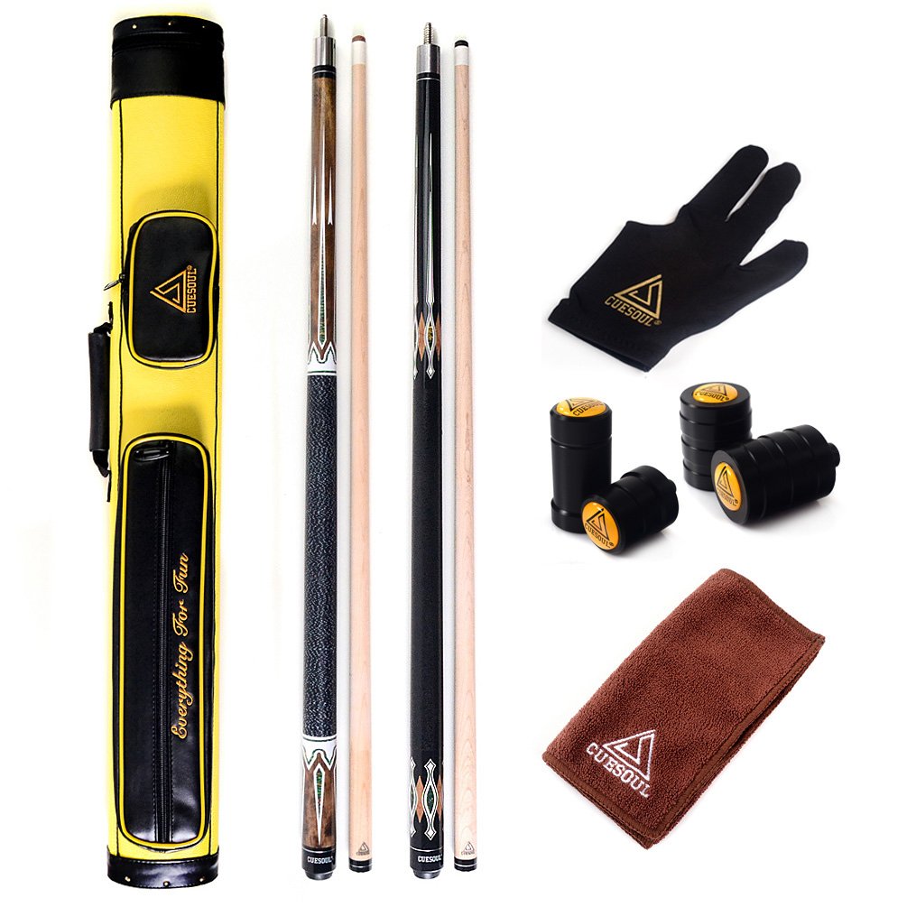 CUESOULSet of House Bar Pool Cue Sticks Combo - 2 Cue Sticks Packed in 2x2 Hard Pool Cue Case E206