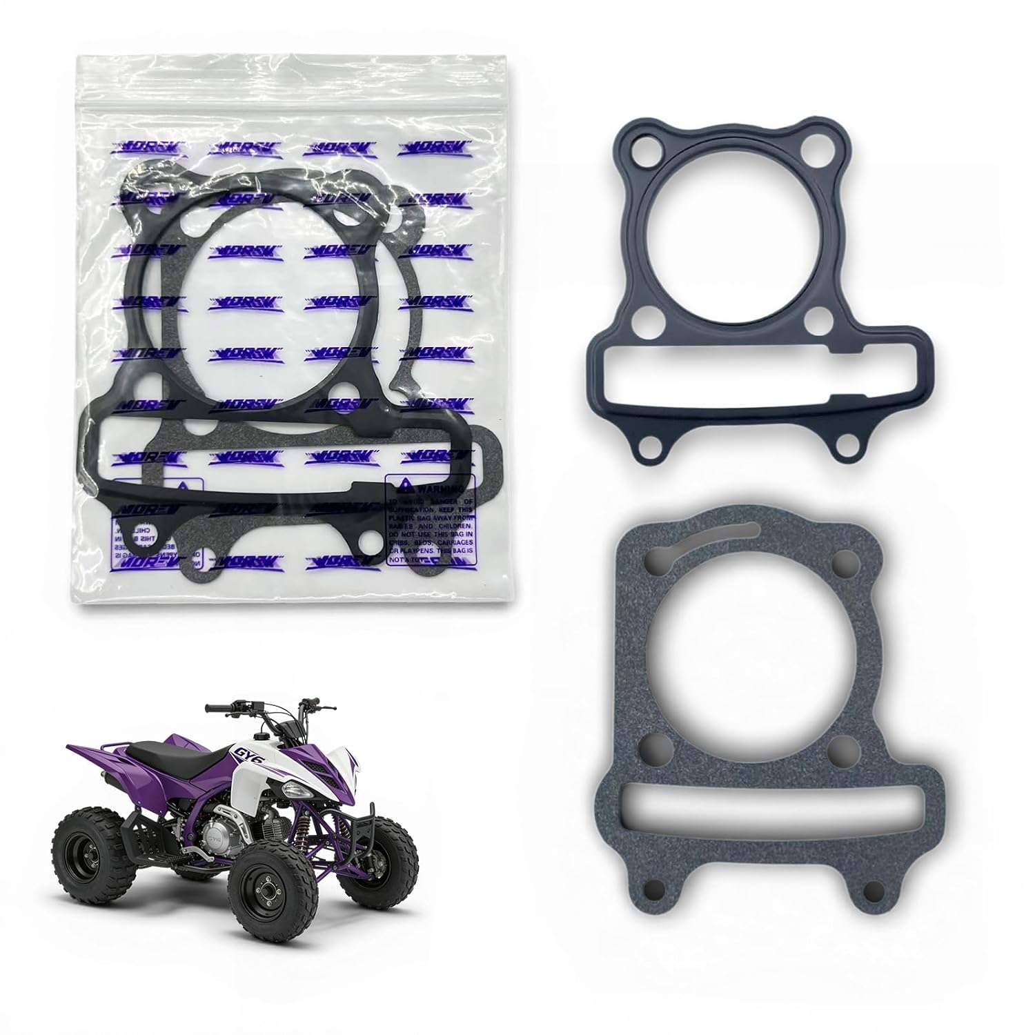 MOREV GY6 170cc 180cc 61mm Non-Asbestos Cylinder Gasket Set for 157QMJ Scooter Moped ATV Go Kart - Cylinder Head and Base Gaskets (2-Pack)