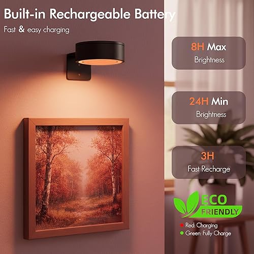 Miniatura 33 de Paquete de 3 luces de imagen para pared, luz LED recargable de pintura con control remoto regulable y temporizador, 3 modos de iluminación