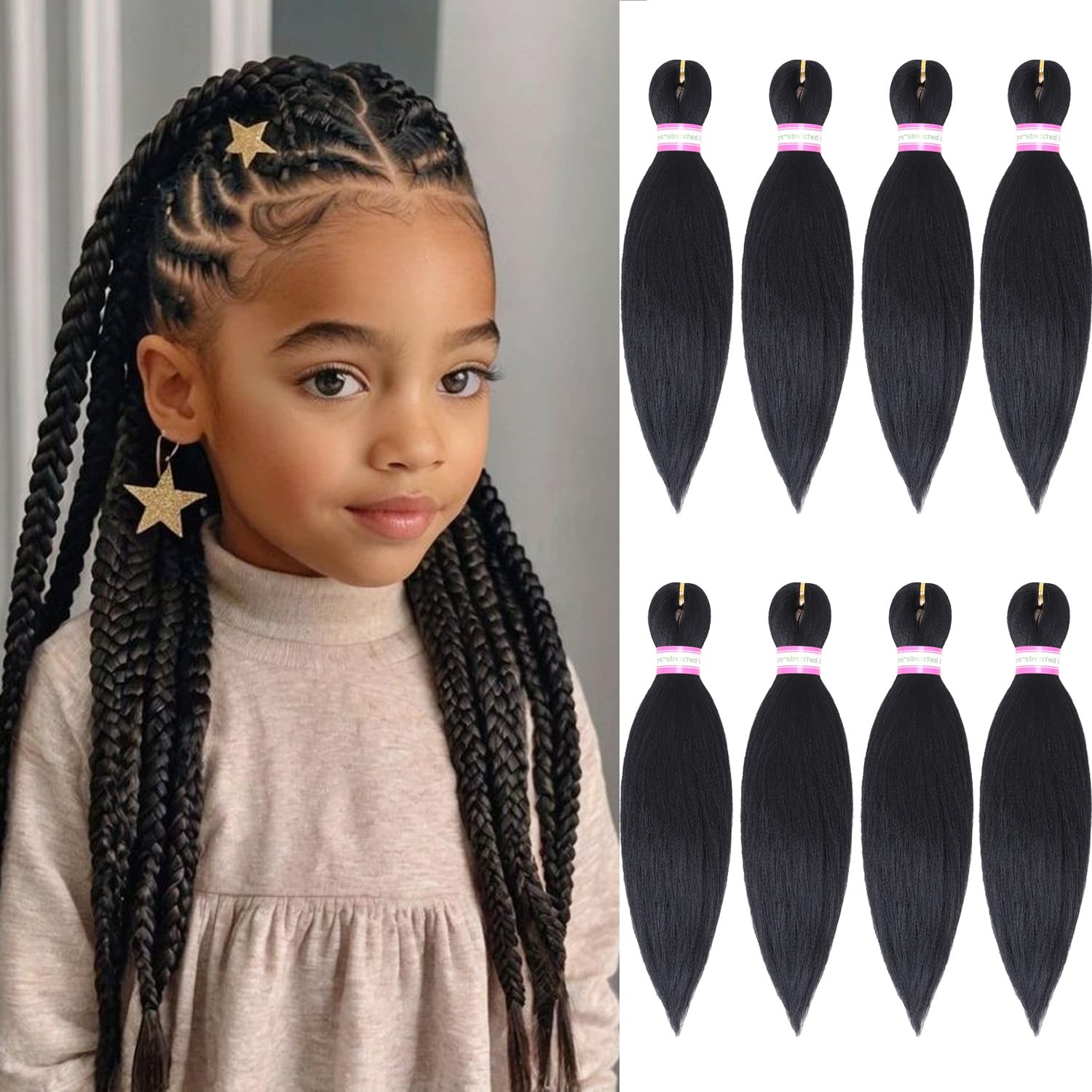Amazon.com : Pre Stretched Braiding Hair Extensions Black 12 Inch
