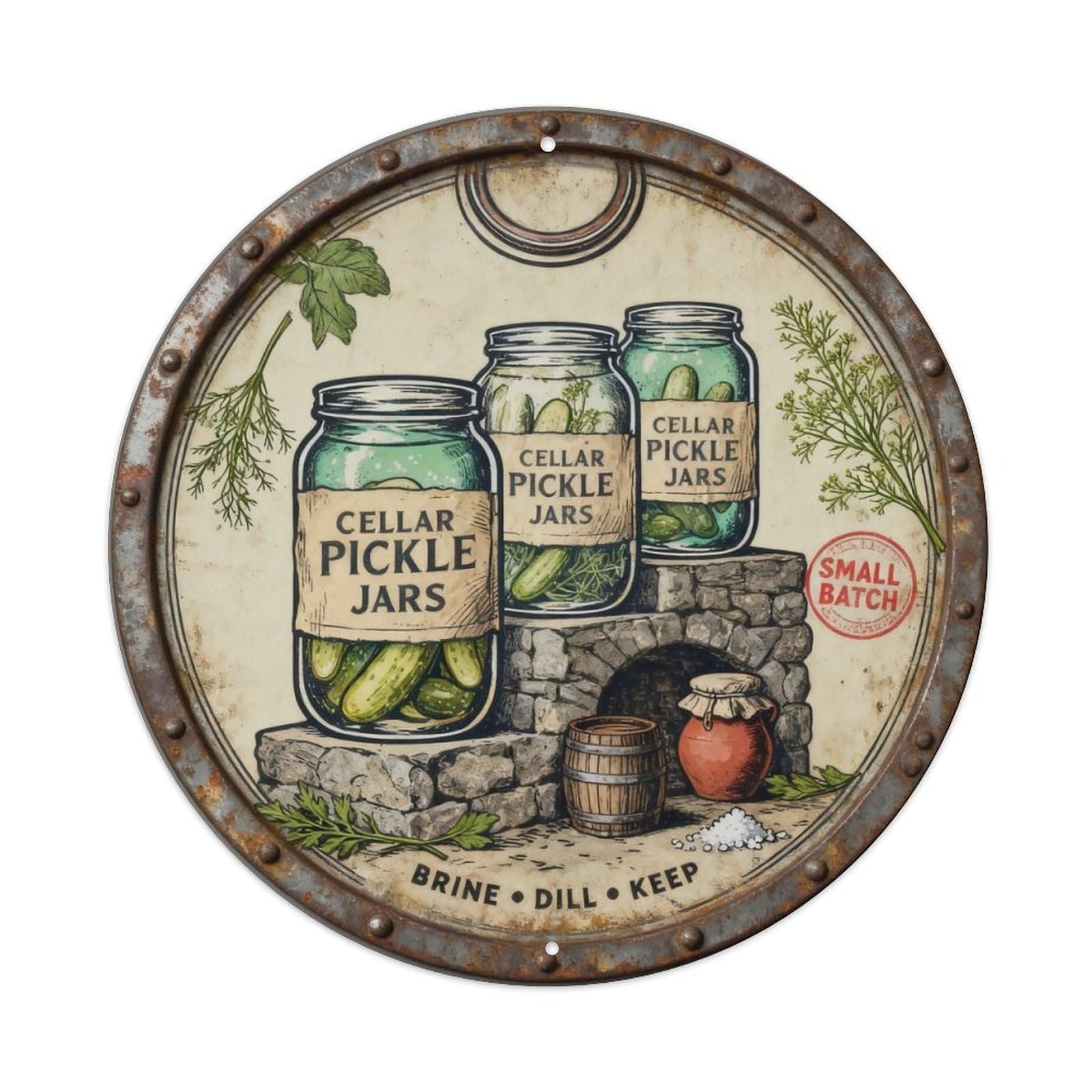 Cellar Pickle Jars Sign Metal Tin Sign Plaque