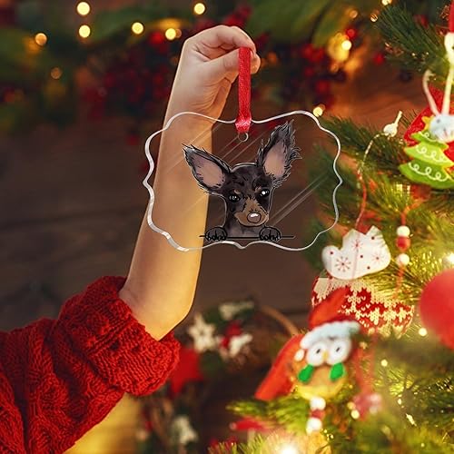 Miniatura 4 de Adorno  Acuarela Peeking Dog Mom Adorno de Navidad para niños Juguete ruso Terrier Adornos Decoración de Navidad Recuerdo Perro Memorial Acrílico