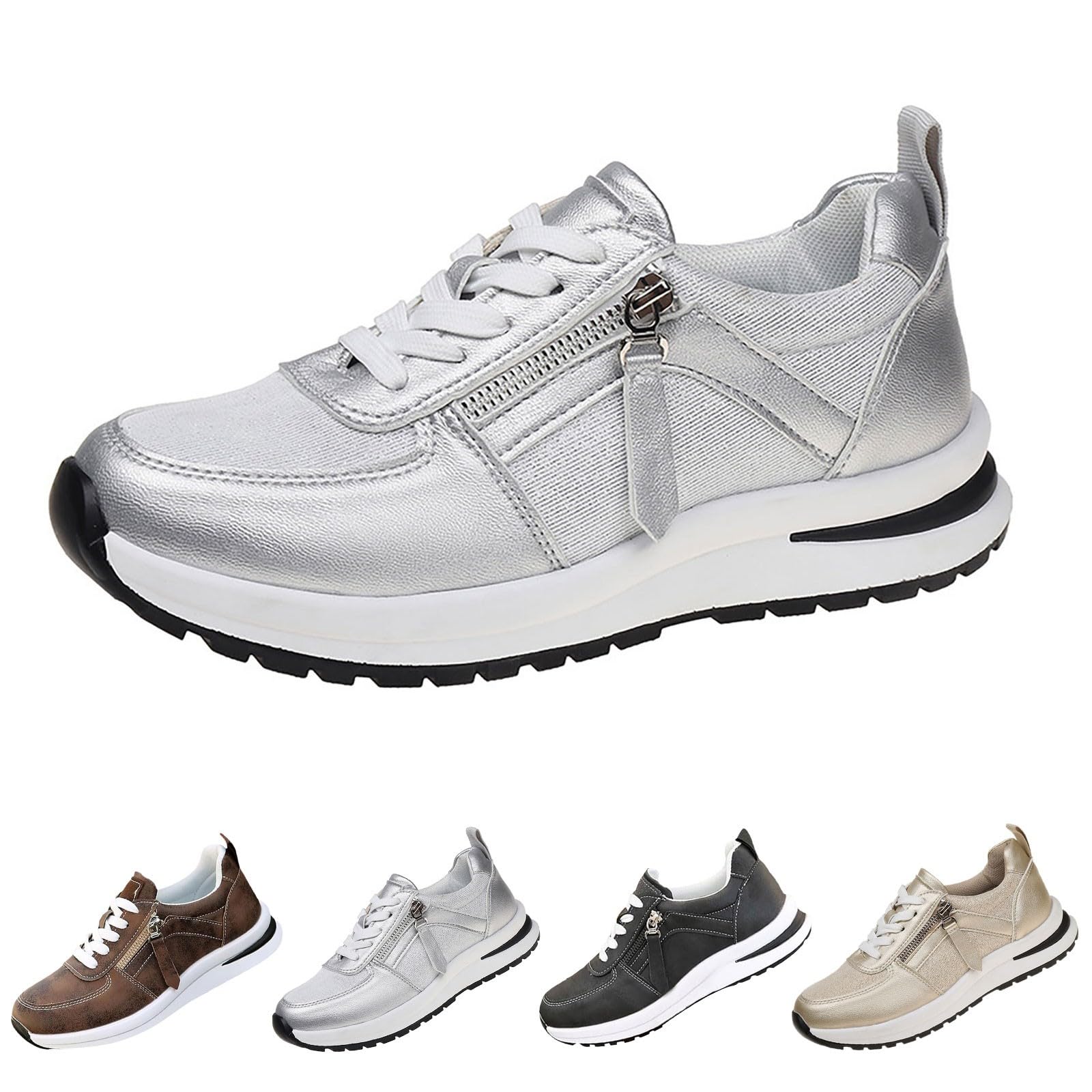 Scarpe da Camminata Donna Comode Pianta Larga Scarpe Sneakers Donna Bianche | Tennis Camminata in Tessuto Sintetico per Allenamento Palestra Sneakers Ragazza Concezione Ergonomica Pelle Sintetica