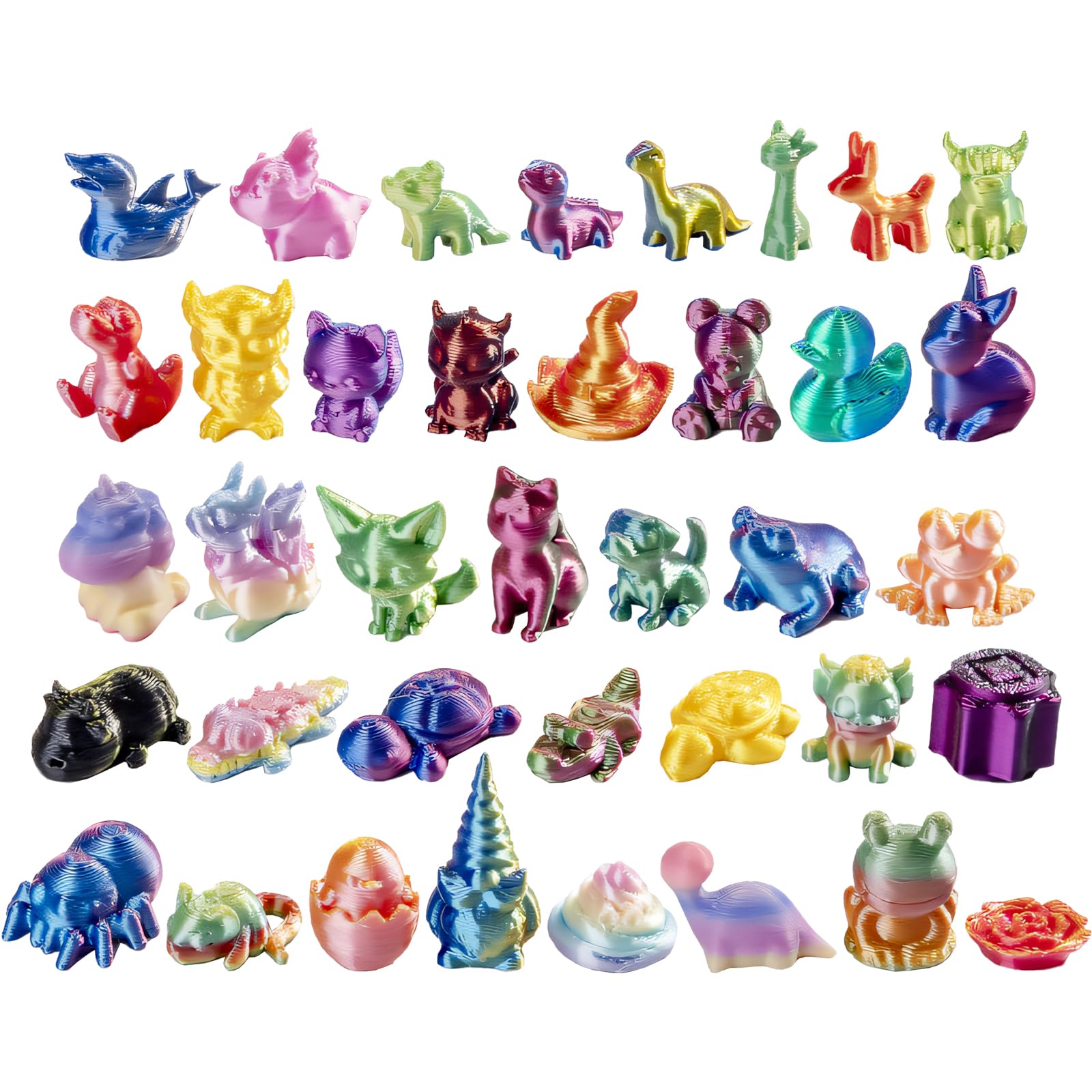 zhongko 38Pcs 3D Printed Animals, 3D Printed Fidget Toy, Movable Joint Mini Toys, Different Animal Shapes, Colorful 3D Printed Toys for Home and Office Decoration Photographic Prop โ image 1