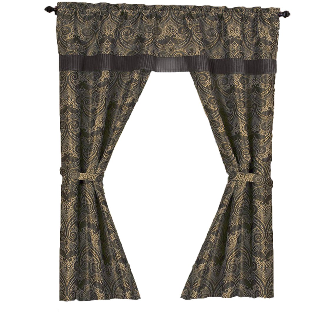 Peach Couture Window Treatment Room Darkening Curtains Blackout Curtains Window Panel Drapes Window Set with Attached Valance (Chocolate, 55" x 84")