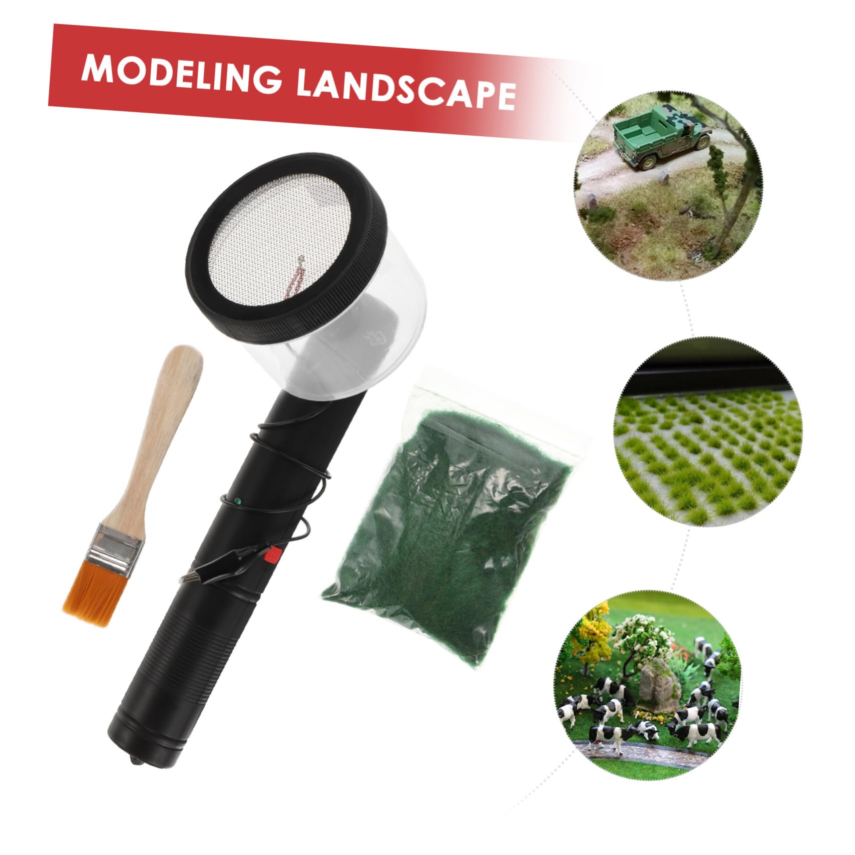 Kit Portatile Modellismo Modelli Montaggio Applicatore Prato Statico , Macchina in Floccaggio Elettrostatico Plastica per Piccoli | Modellismo Ferroviario e Plastici, per Aree Piccole, Adatto a Polvere 3-5mm