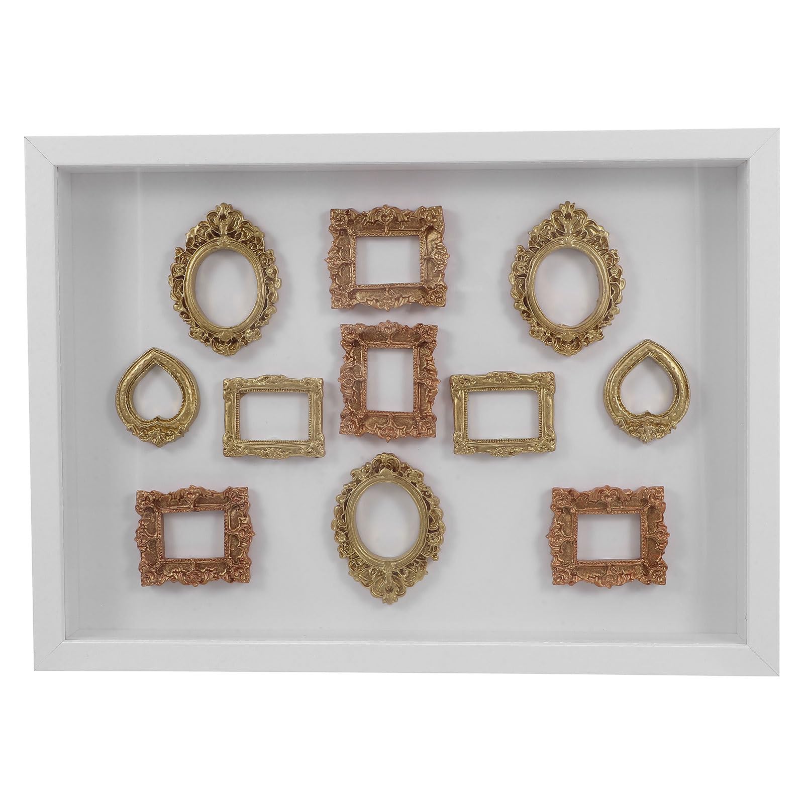 1 zestaw DIY: Ramka na zdjęcia muzealne - Pudełko DIY w miniaturowej złotej ramce z ramką w kształcie sylwetki - Zestaw pudełek z cieniem, dekoracja ścienna, prezent walentynkowy dla niej i