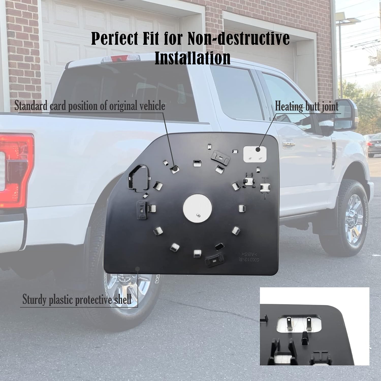 Right Passenger Side Towing Heated Mirror Glass Upper for 2015-2020 Ford F150 Truck 2017-2019 F250 F350 F450 F550 Super Duty with Rear Holder Replace FL3Z17K707G