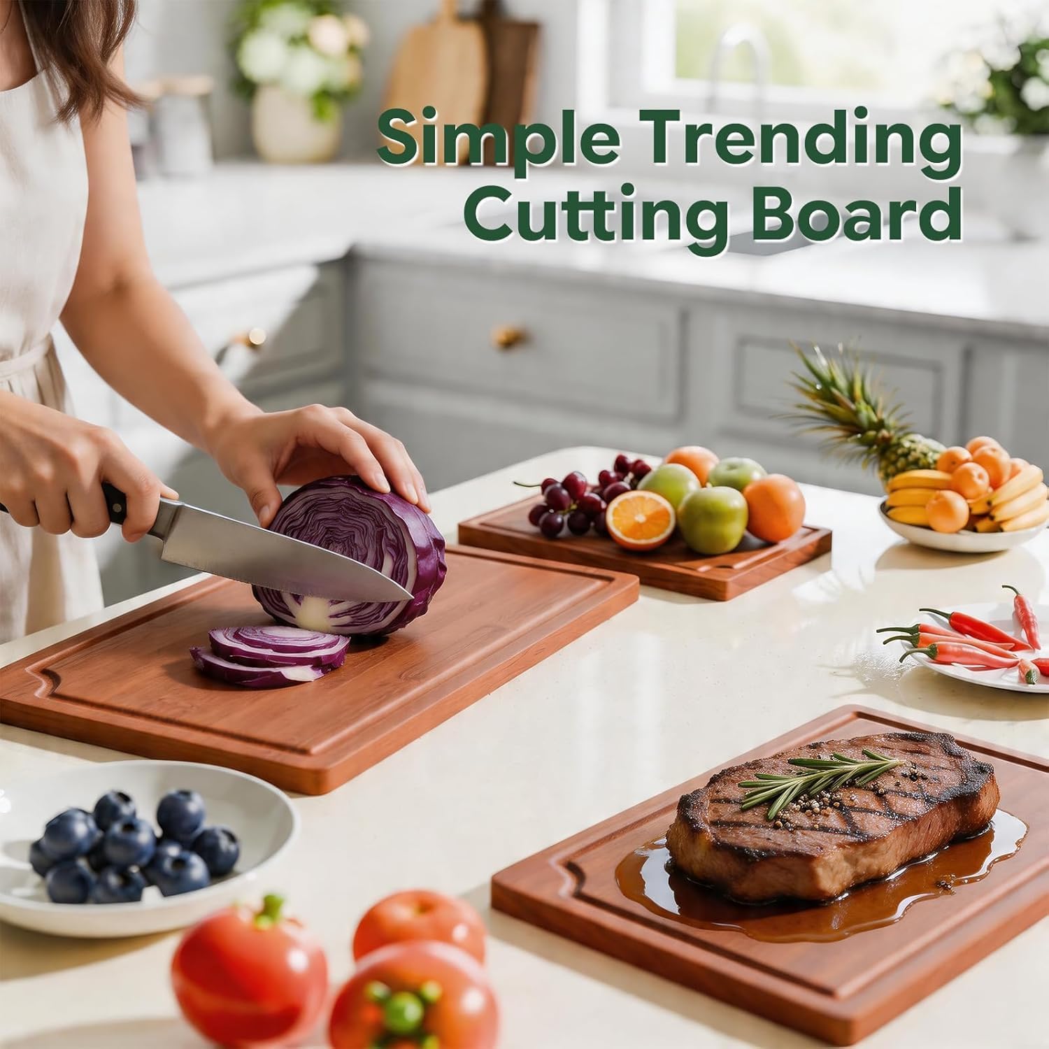 Simple Trending Bamboo Cutting Boards Set of 3 for Kitchen