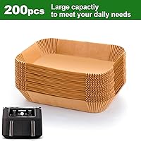 Vista 4 de Revestimientos rectangulares para freidora de aire para canasta doble de 6 cuartos de galón, doble forro doble Ninja desechable, 200 piezas de forro