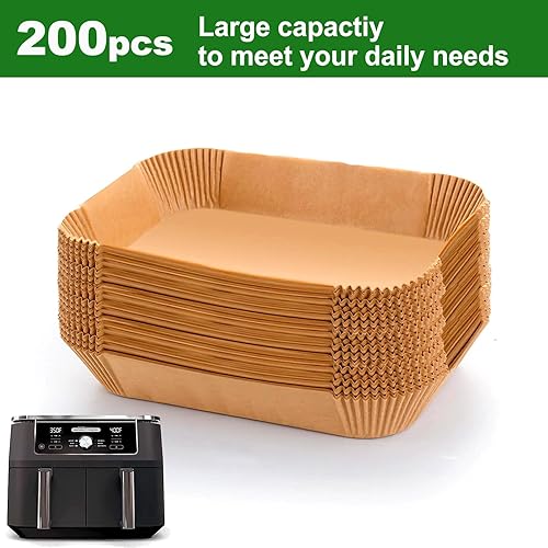 Miniatura 4 de Revestimientos rectangulares para freidora de aire para canasta doble de 6 cuartos de galón, doble forro doble Ninja desechable, 200 piezas de forro