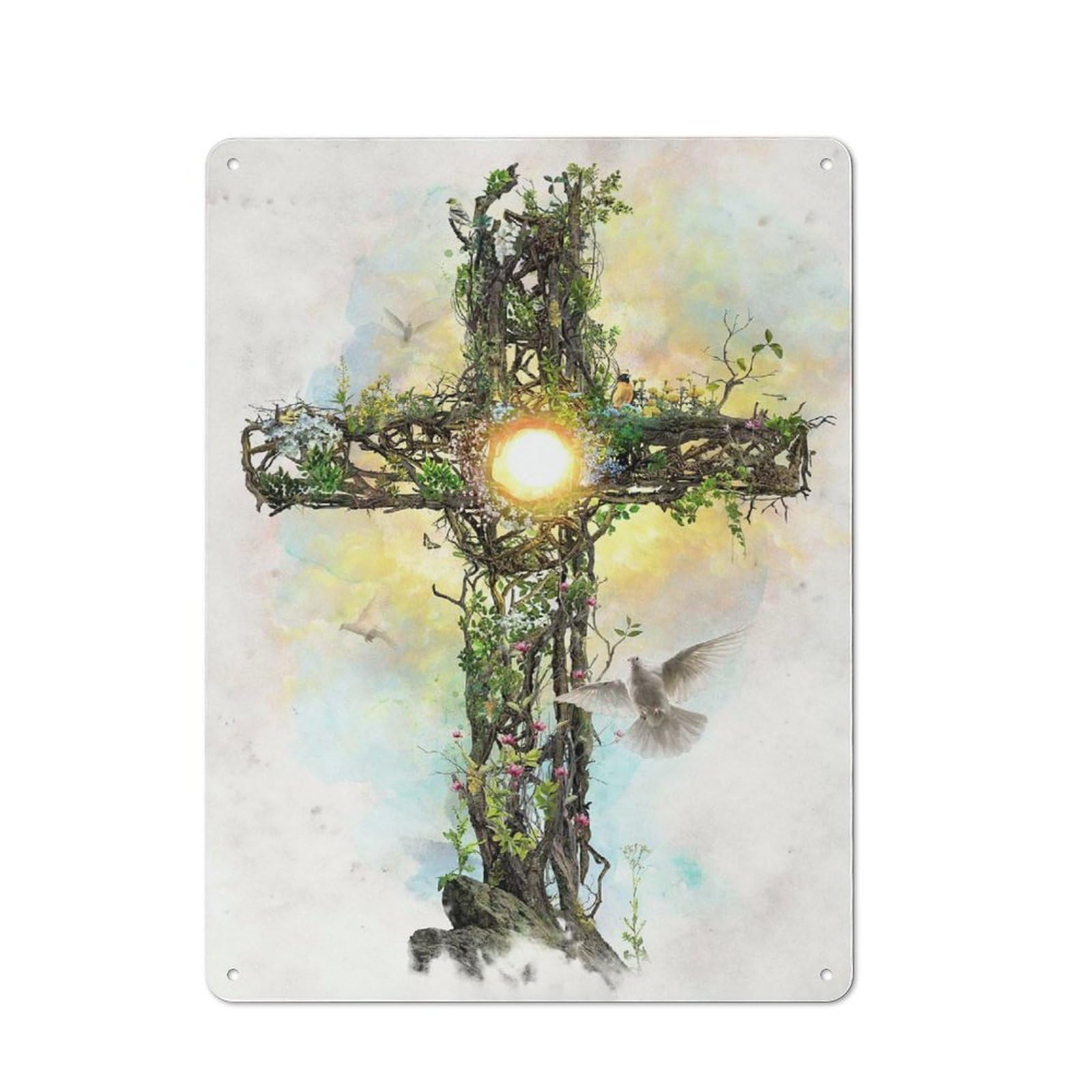 Garden Style The Cross Tin Sign 40x30cm, Porch Wall Decor for Patio Bar, Workshop, Shed Or Kitchen