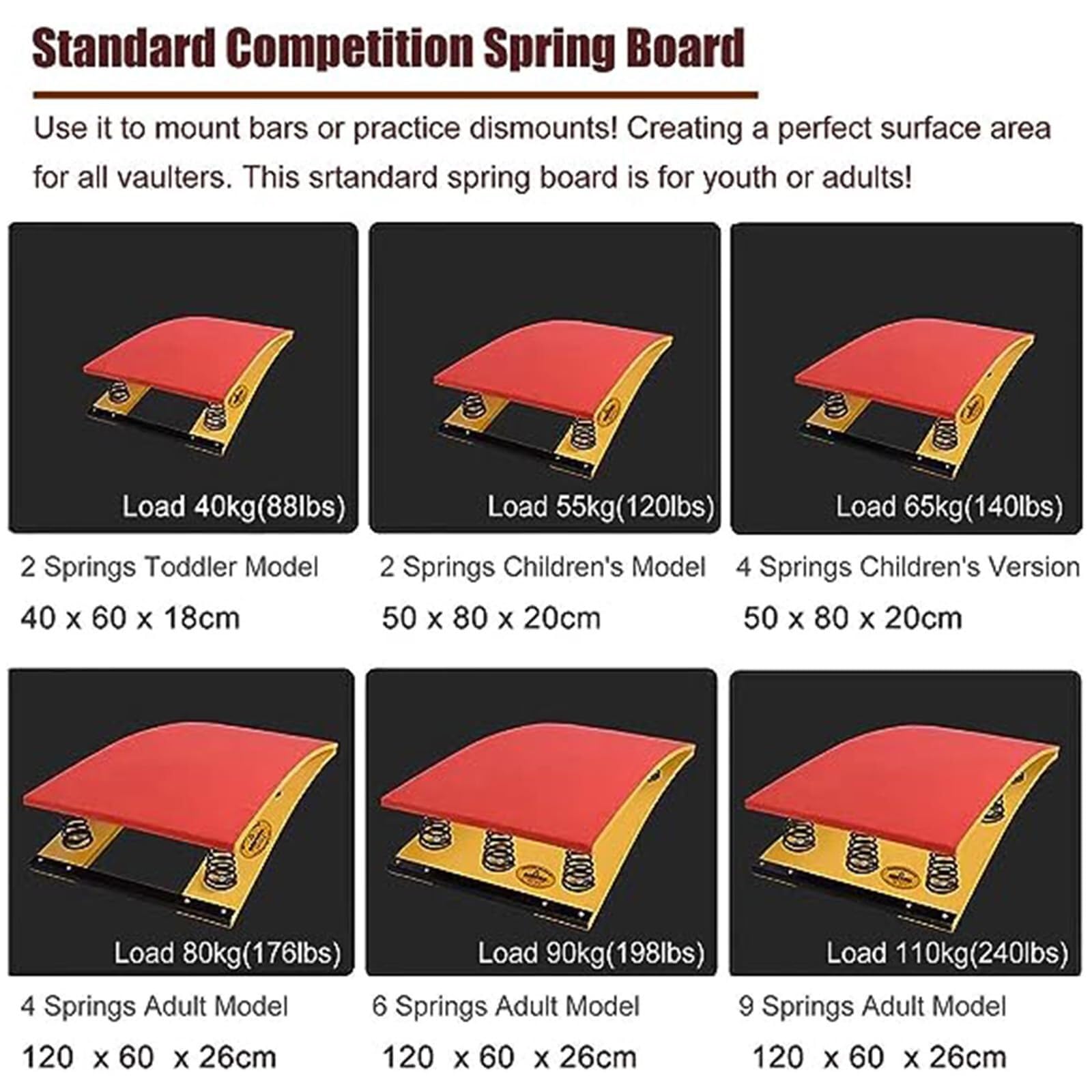Madera dura con tapetes de protección contra choques(2 Springs 40x60x18cm)