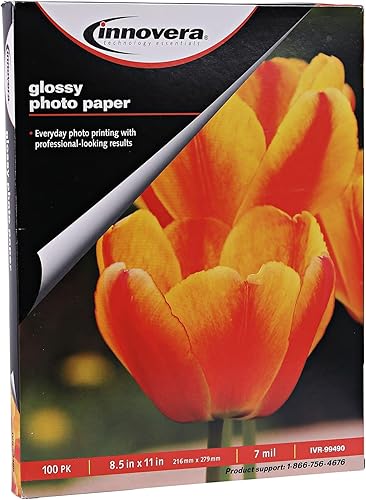 Innovera IVR99490 - Papel fotográfico de 7 mil 8.5 pulgadas x 11 pulgadas, color blanco brillante (paquete de 100)