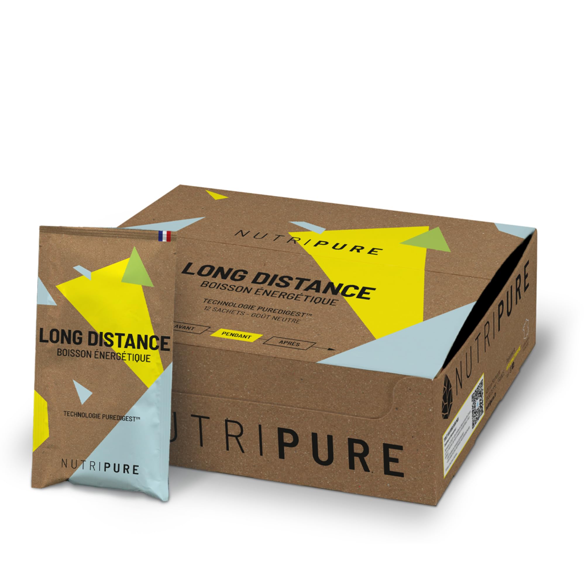Nutripure | Boisson Énergétique Long Distance | Endurance, Récupération, Confort Digestif | Maltodextrine, Fructose, BCAA, Vitamines, Électrolytes | Goût Neutre | 30gr x 12