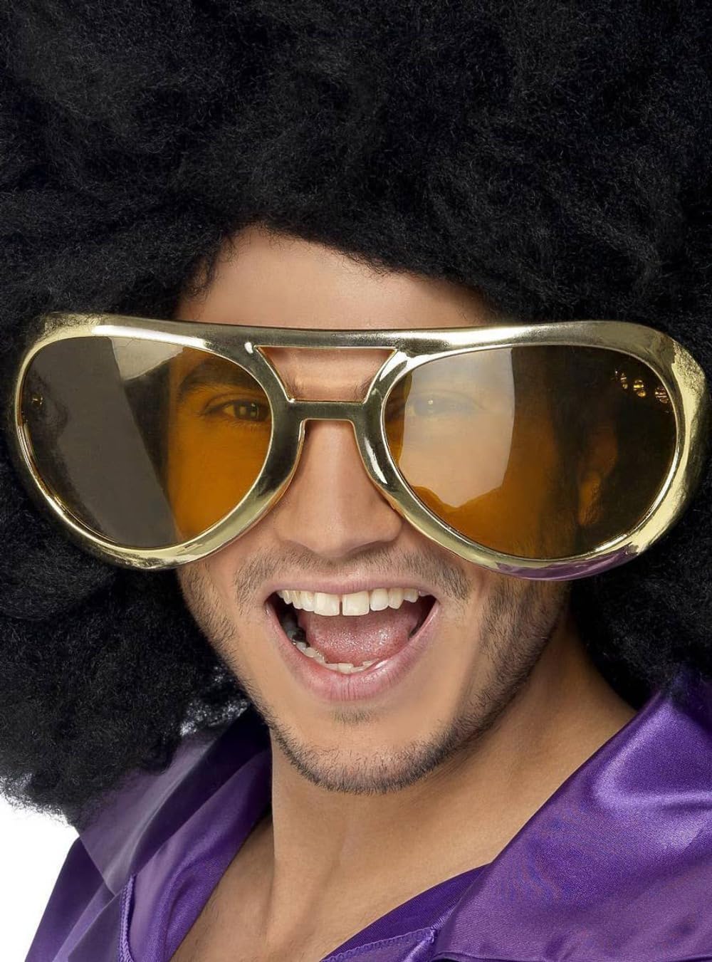 Smiffys Giant Seventies Rock Specs, Gold , 1970's Disco Fancy Dress, 1970s Disco Dress Up Accessories Halloween